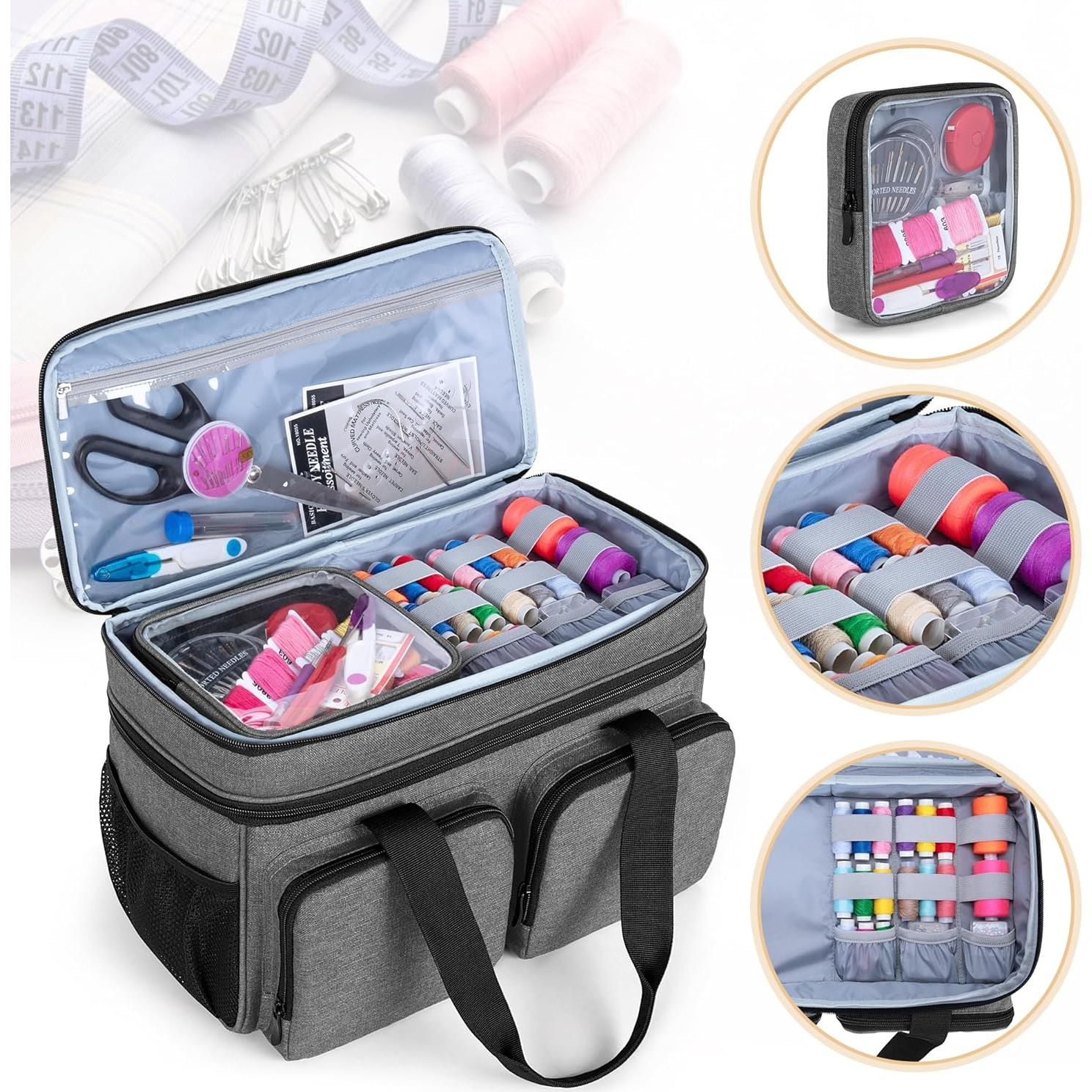 Bolsa Organizadora de Costura BAFASO Grande con Estuche Gris