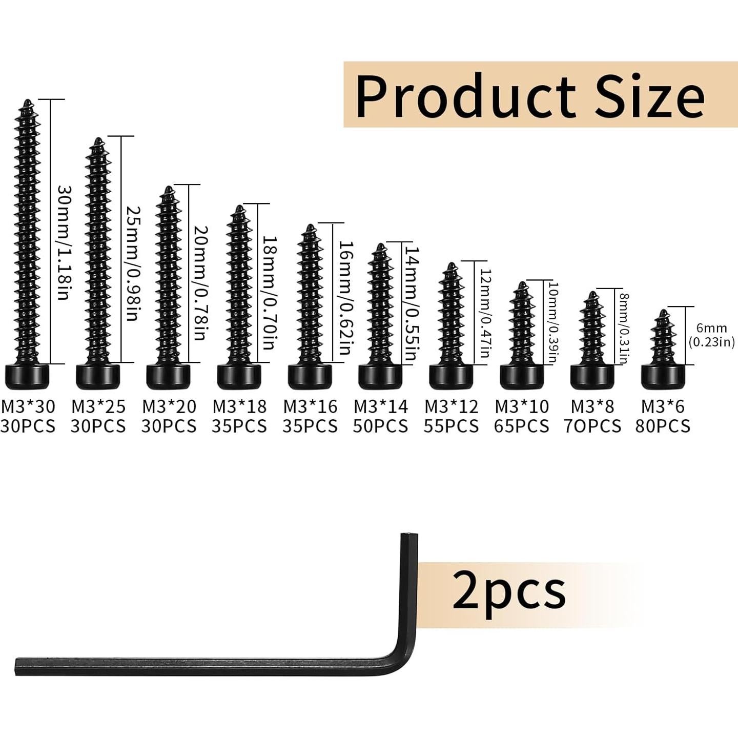 Kit de Tornillos Autoperforantes M3 de Acero Inoxidable 480 Pcs
