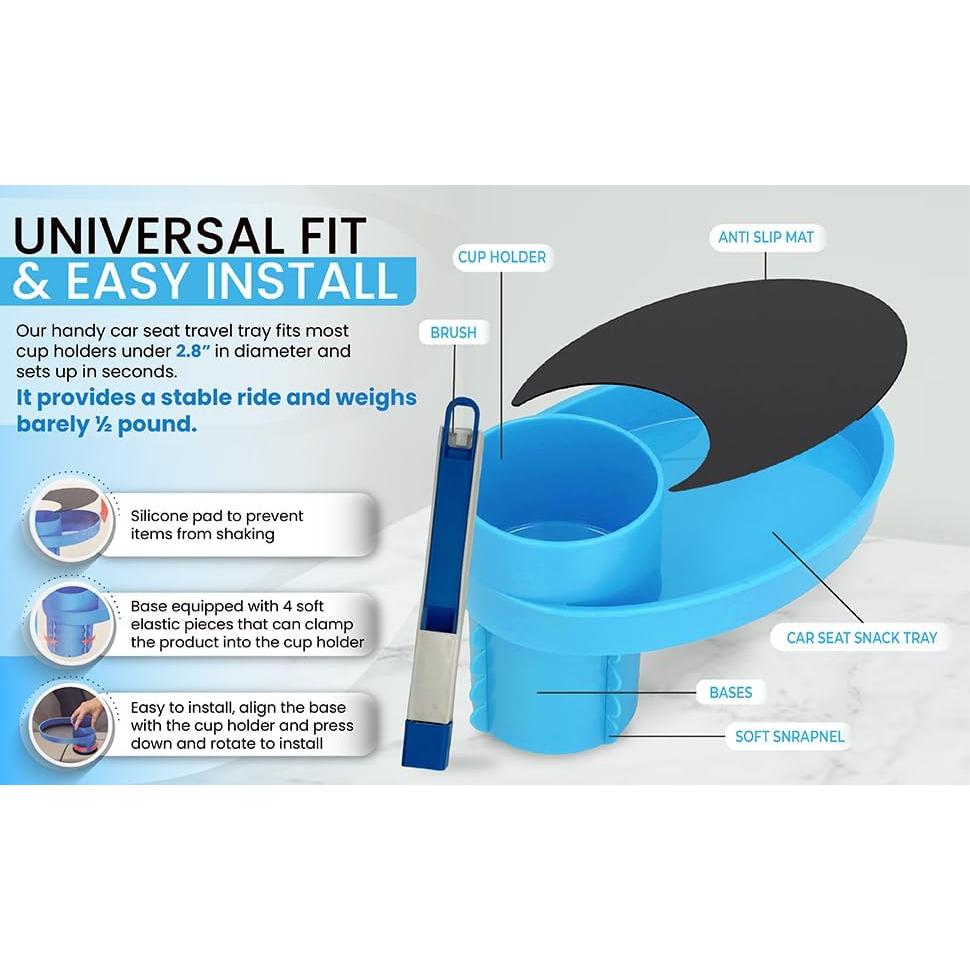 Bandeja de Viaje para Niños MommyMob - Portavasos Azul 19.3x13.2cm