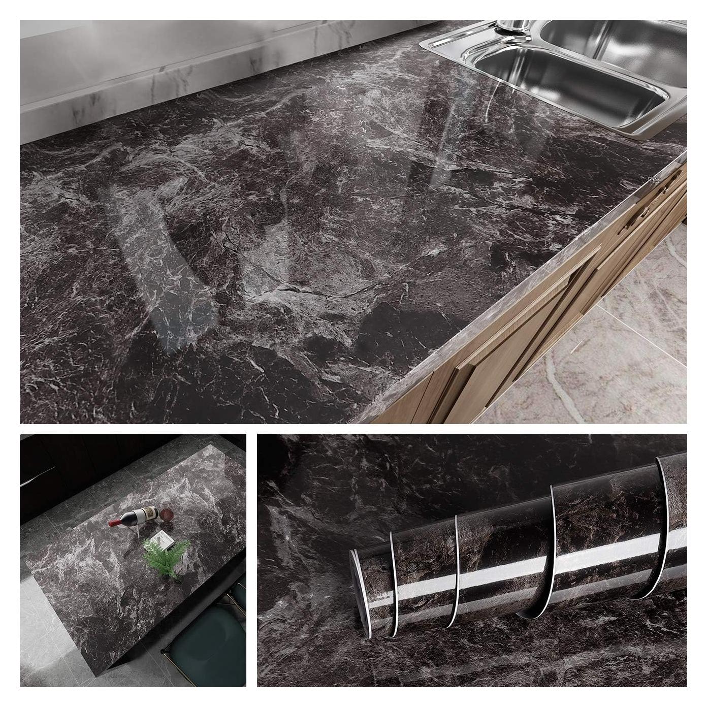 Papel Contacto Autoadhesivo Livelynine Mármol Negro 40cm x 2m