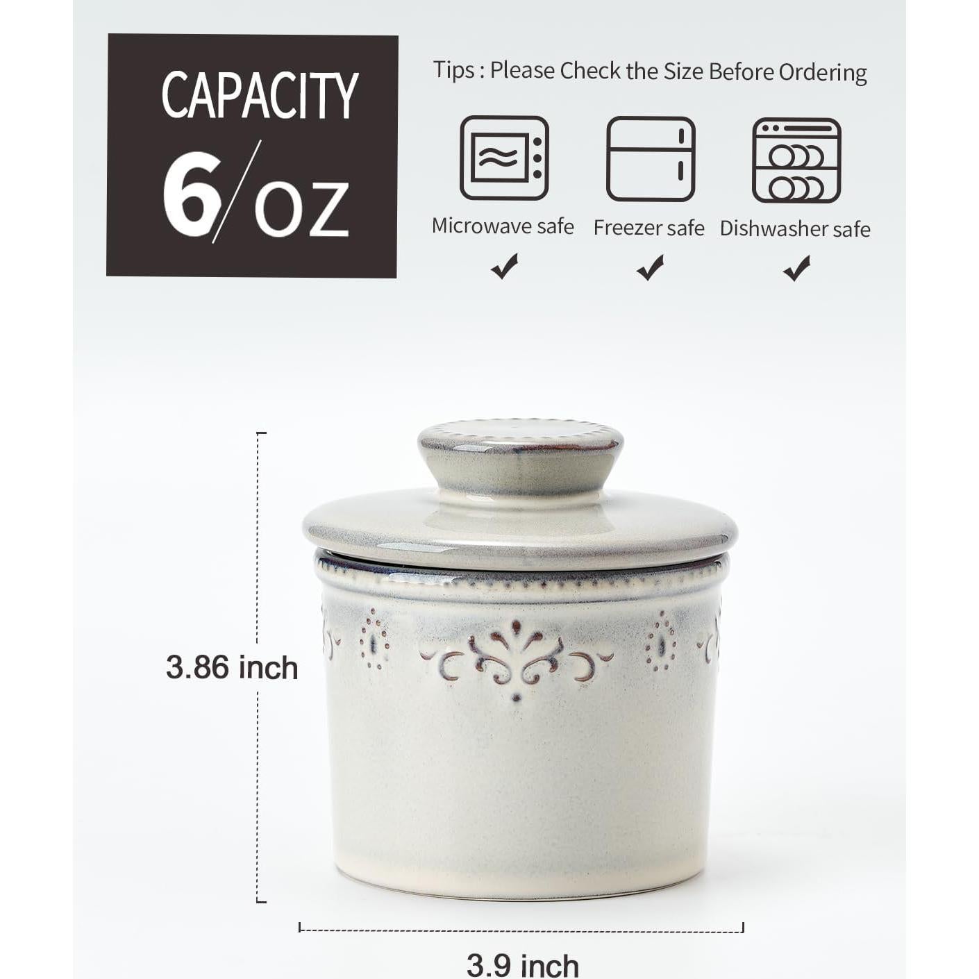 Crock de Mantequilla XELA de Cerámica Gris Claro - 170g