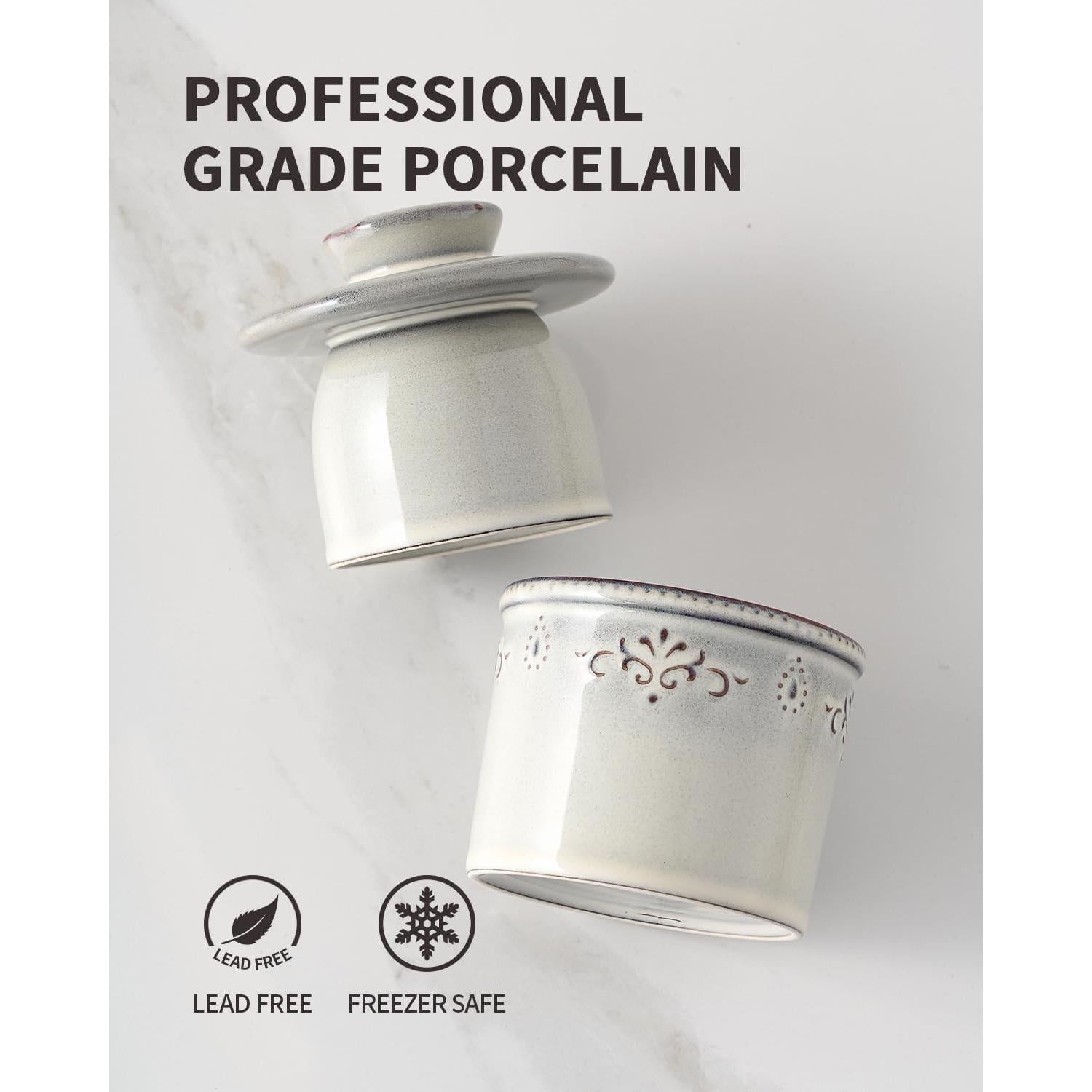 Crock de Mantequilla XELA de Cerámica Gris Claro - 170g