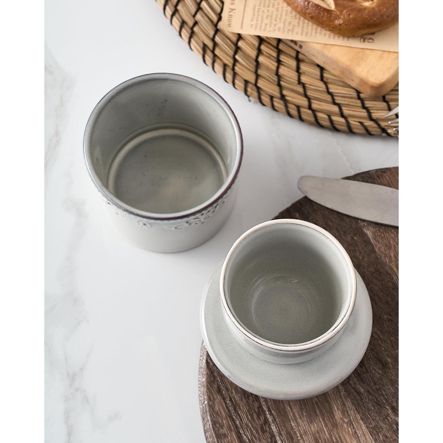 Crock de Mantequilla XELA de Cerámica Gris Claro - 170g