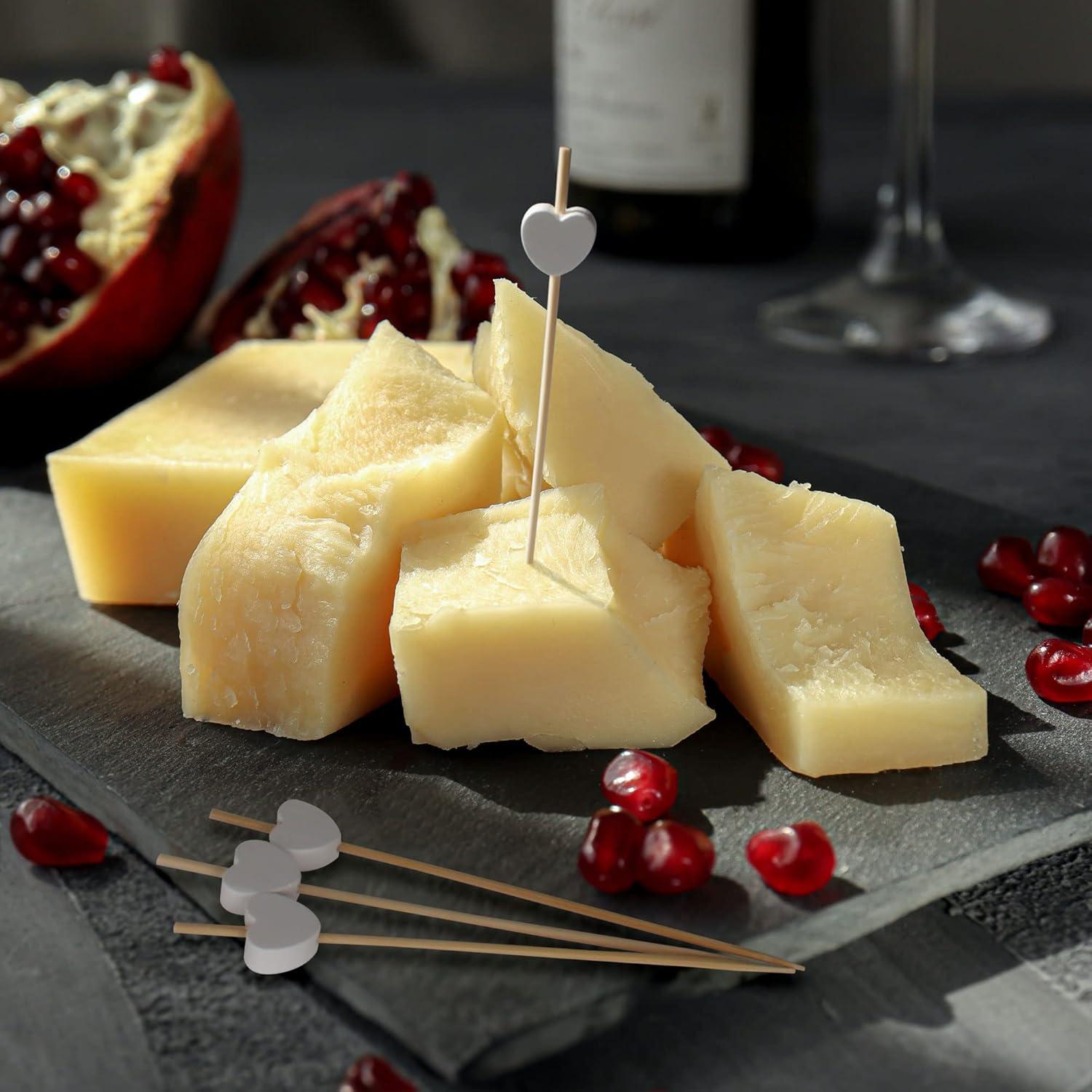 Palillos de Bambú Decorativos en Forma de Corazón Blanco 100 Pzas