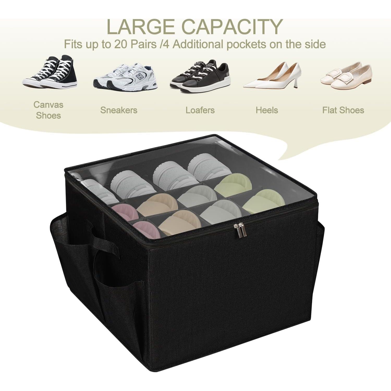 Organizador de Zapatos LOVSTORAGE Negro 16 Pares Plegable