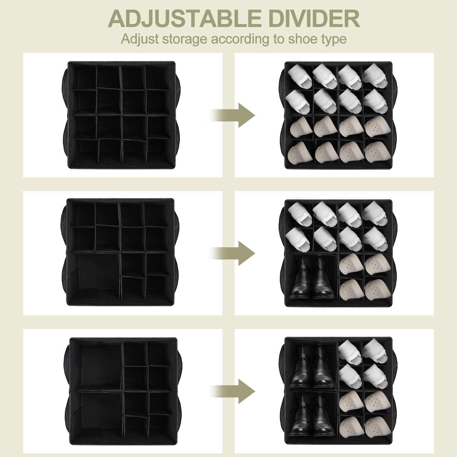 Organizador de Zapatos LOVSTORAGE Negro 16 Pares Plegable