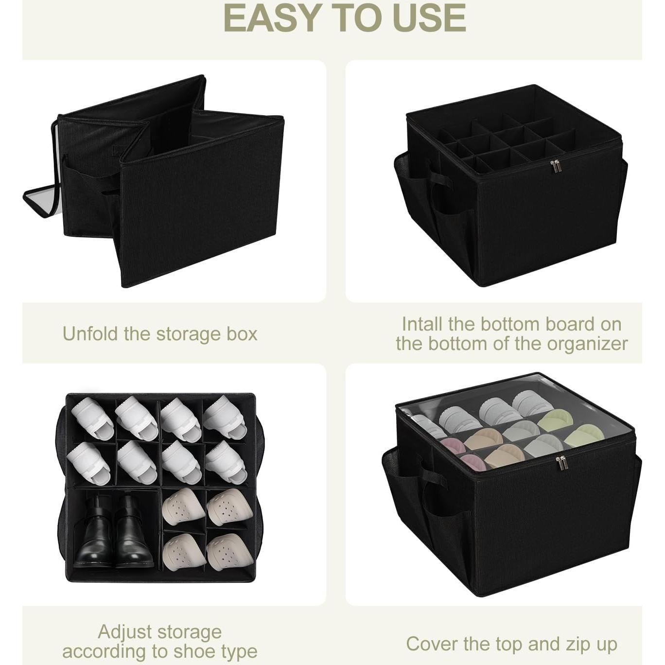 Organizador de Zapatos LOVSTORAGE Negro 16 Pares Plegable