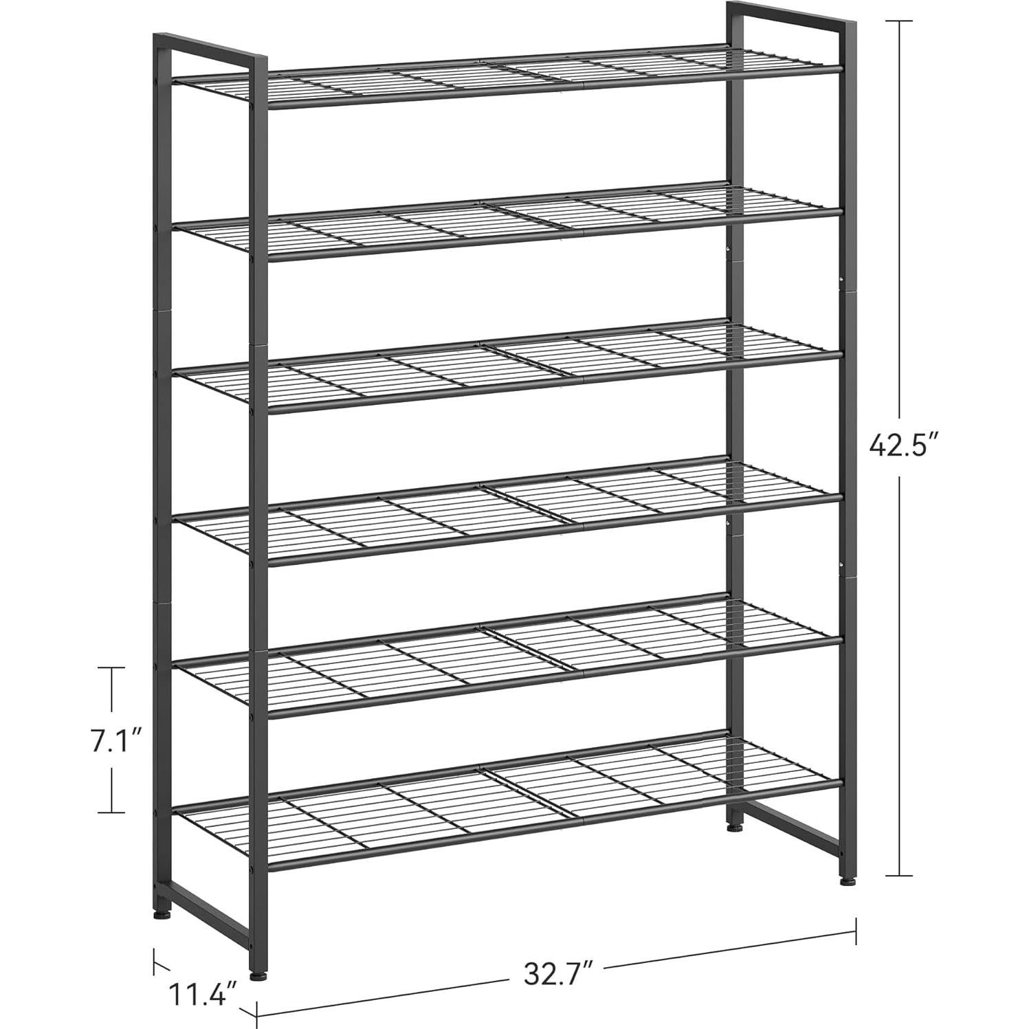 Estante para zapatos Nunsino 6 niveles negro, 30 pares, ajustable
