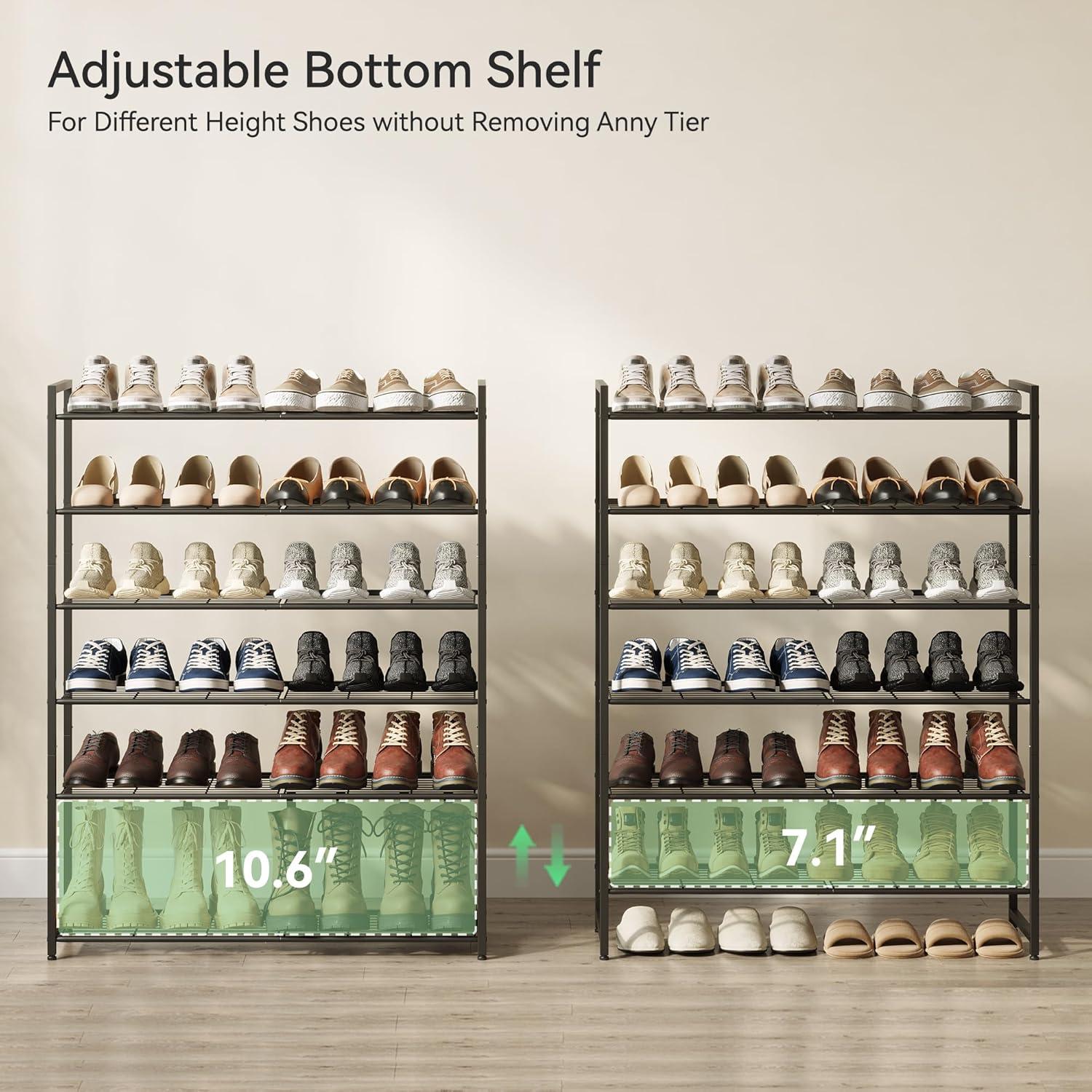 Estante para zapatos Nunsino 6 niveles negro, 30 pares, ajustable