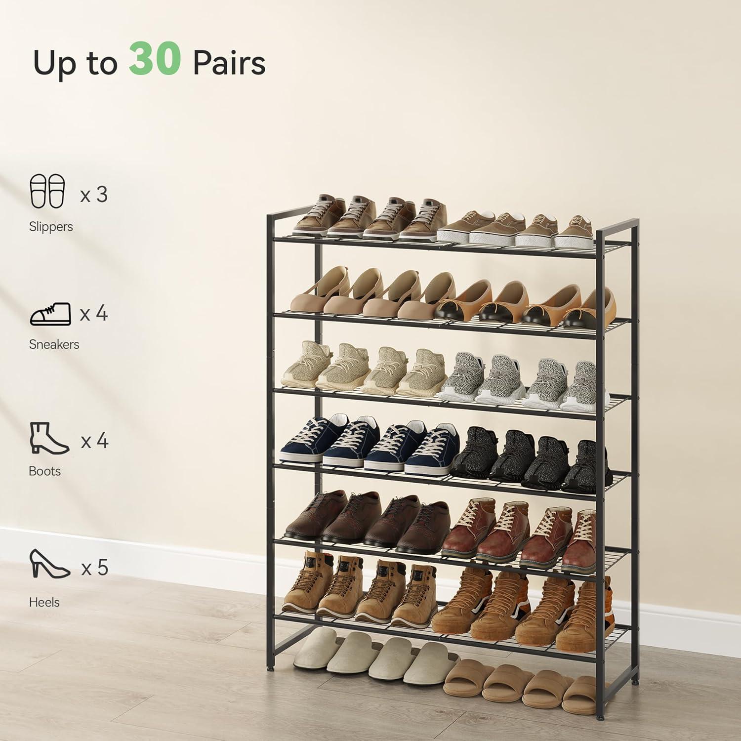 Estante para zapatos Nunsino 6 niveles negro, 30 pares, ajustable