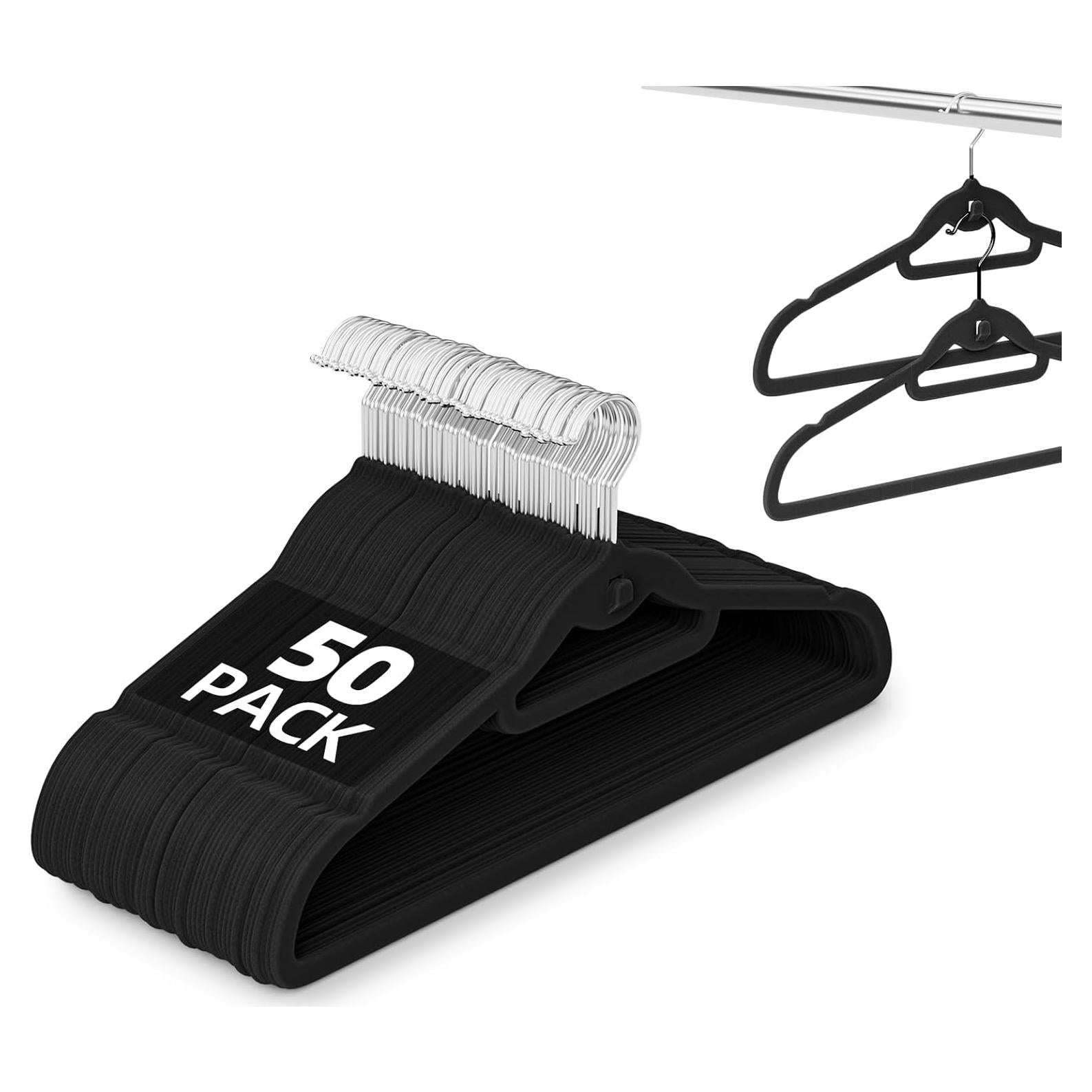 Perchas Apilables Fotoumgl de Terciopelo Negro - Paquete de 50