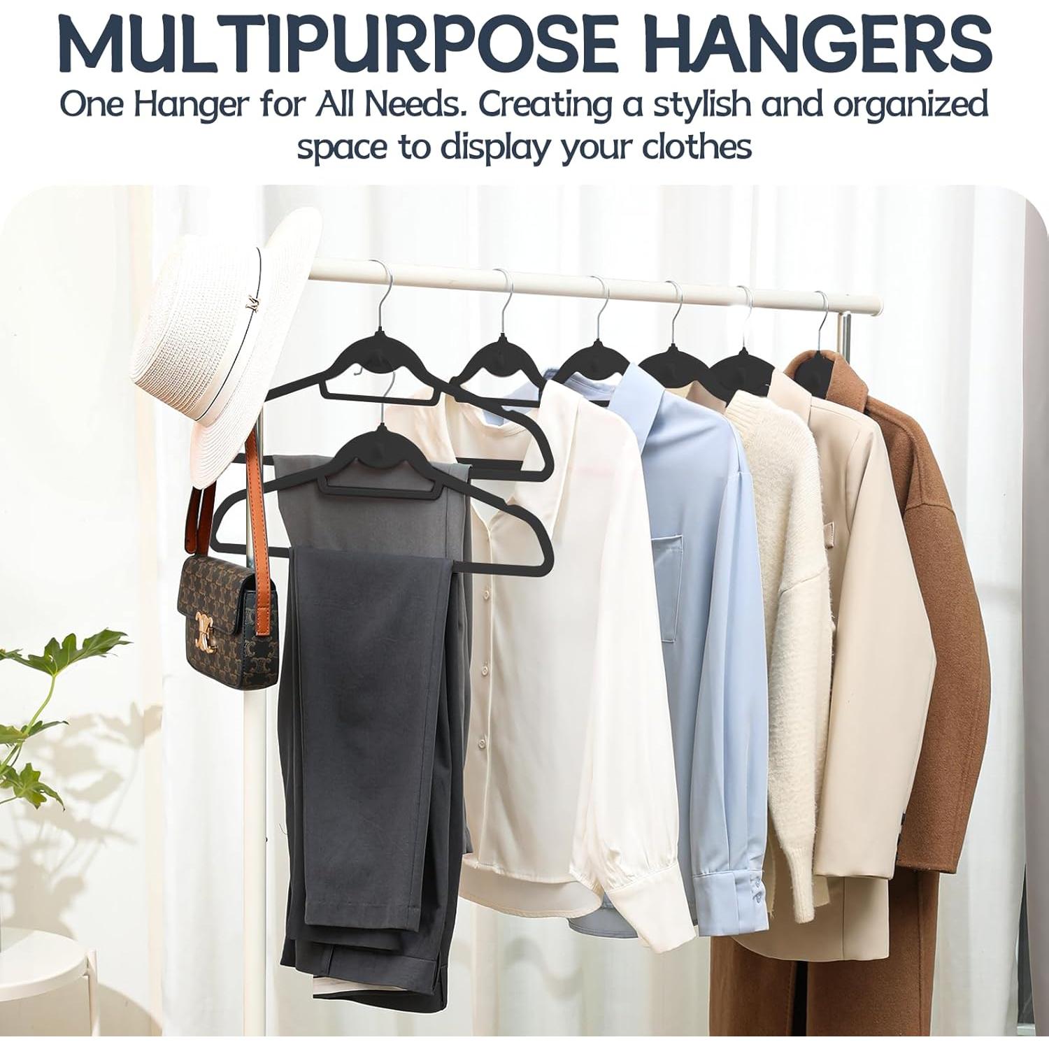 Perchas Apilables Fotoumgl de Terciopelo Negro - Paquete de 50