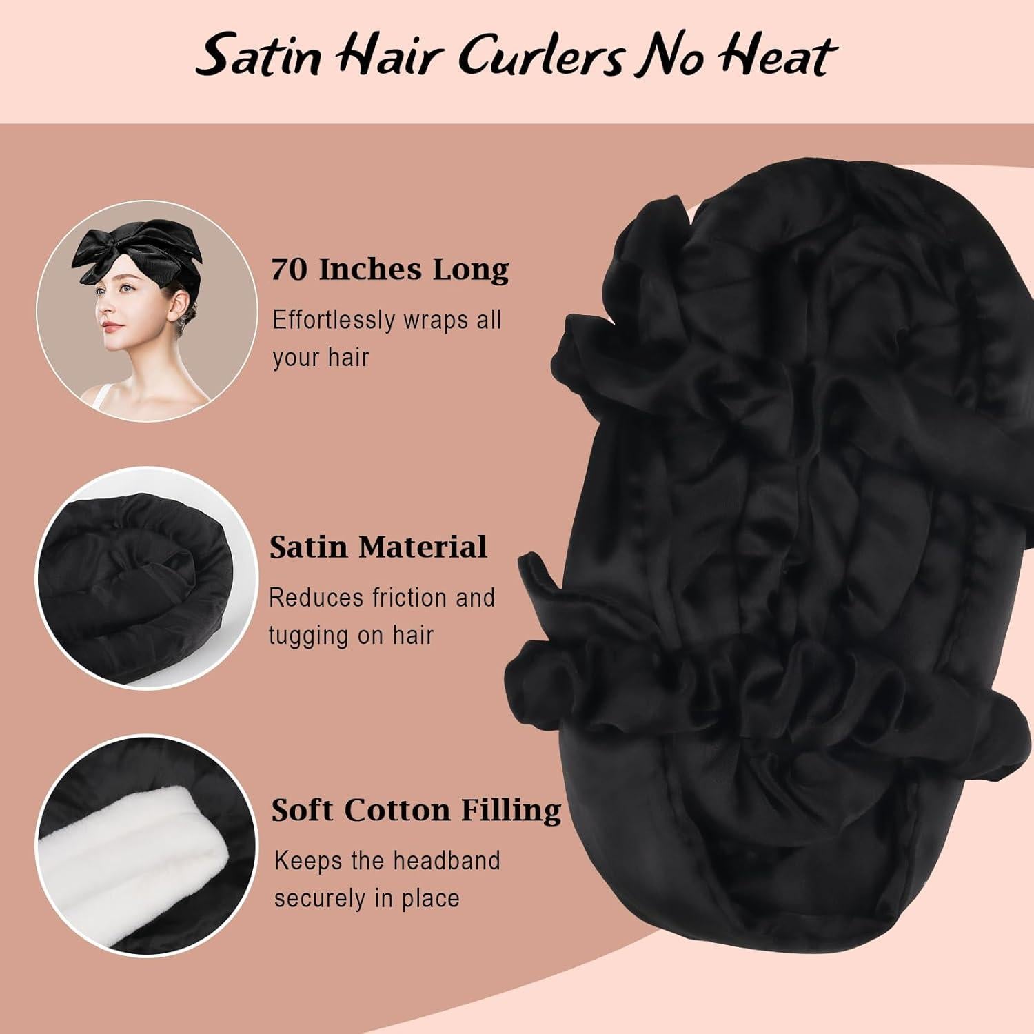 Rizador de Cabello Sin Calor ZILAMPU 7 Piezas Satén 177.8 cm