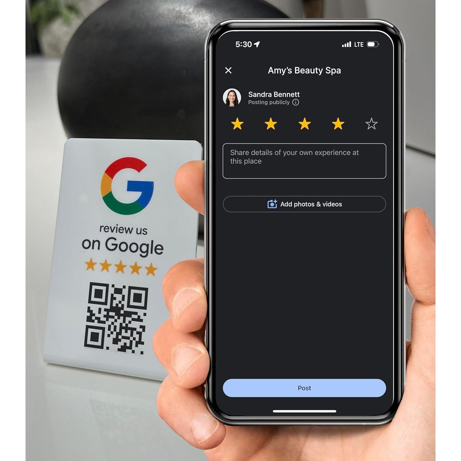 Soporte de Reseñas de Google ProsperQR NFC y QR 1 Unidad