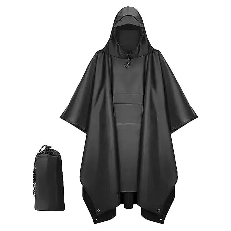 Harssidanzar Rain Poncho for Adult Unisex with Pocket, Waterproof Lightweight Raincoat for Mens and Womens SM306US