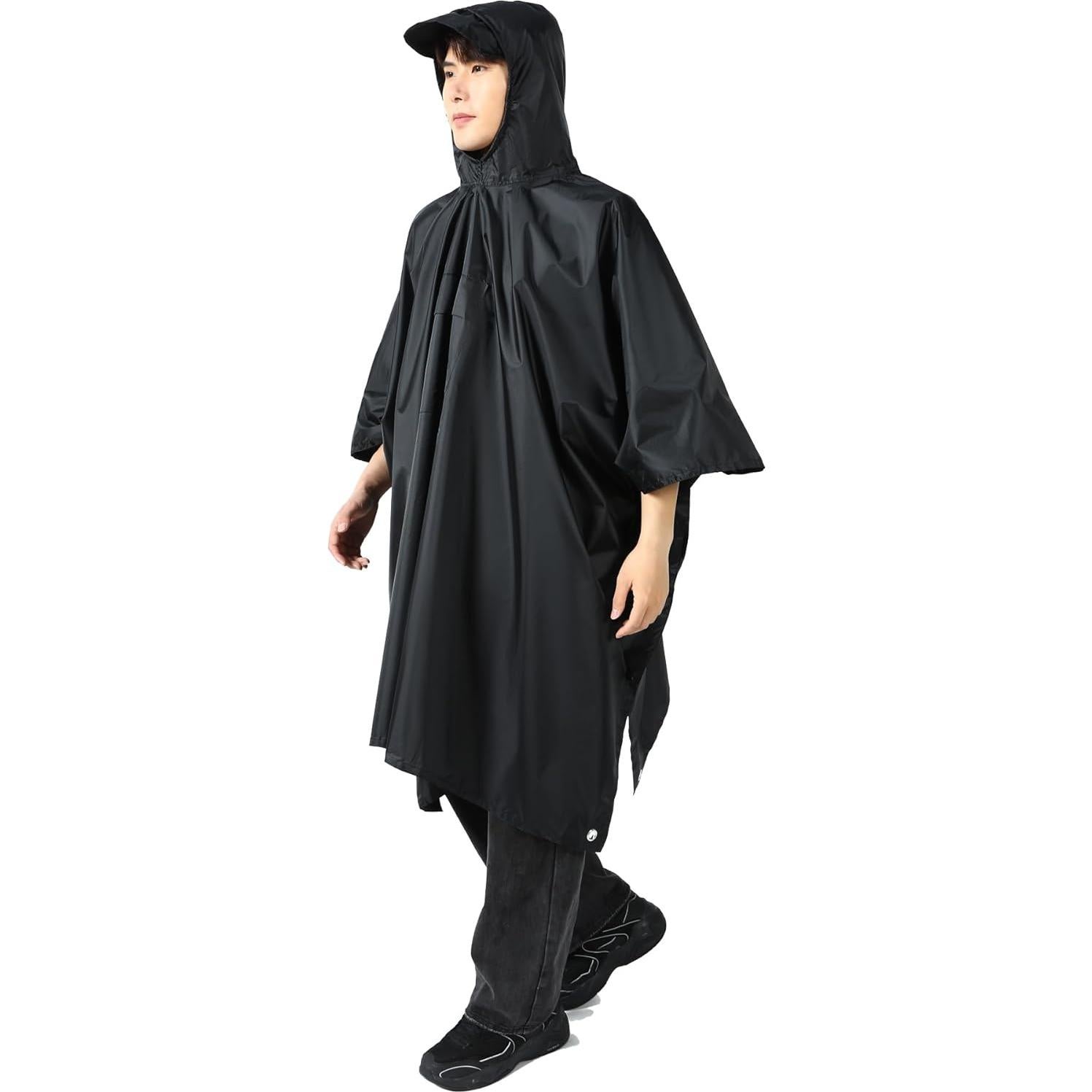 Harssidanzar Rain Poncho for Adult Unisex with Pocket, Waterproof Lightweight Raincoat for Mens and Womens SM306US