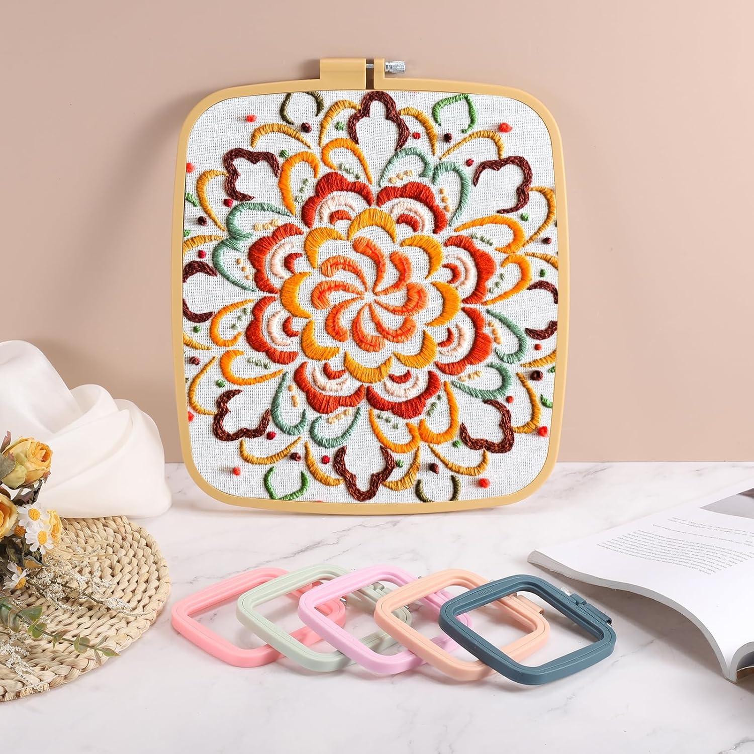 Aros de Bordado Cuadrados PATIKIL 2 Piezas 25x28 cm Beige