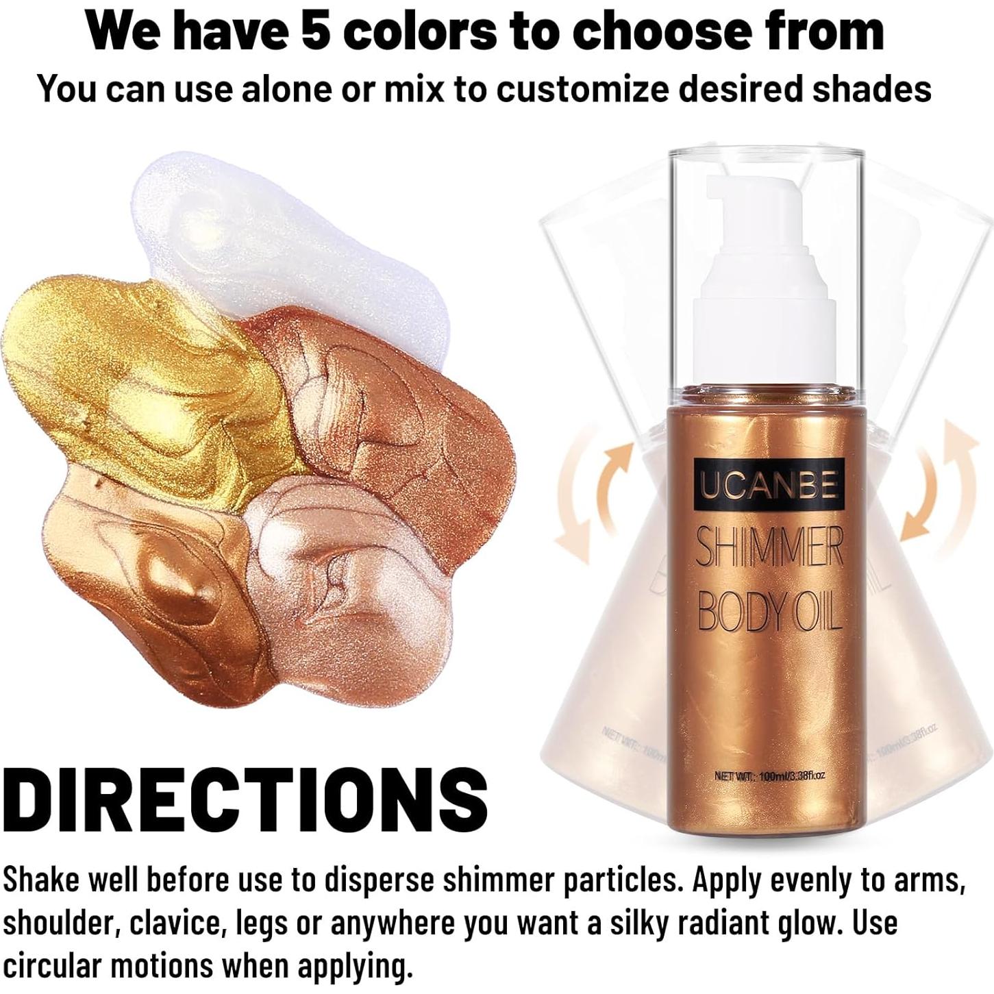 UCANBE Aceite Brillante para el Cuerpo 100ml - Hidratante Oro Bronce