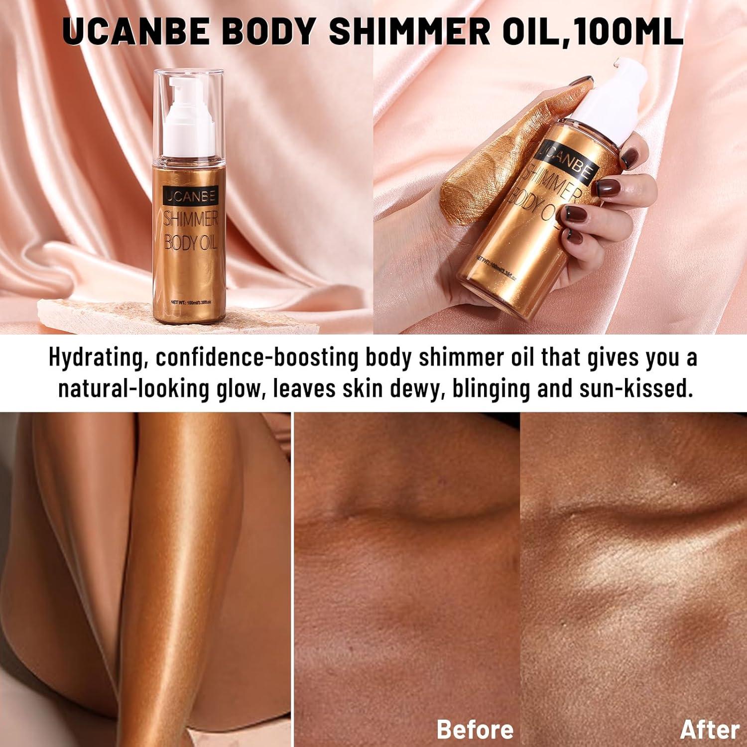 UCANBE Aceite Brillante para el Cuerpo 100ml - Hidratante Oro Bronce