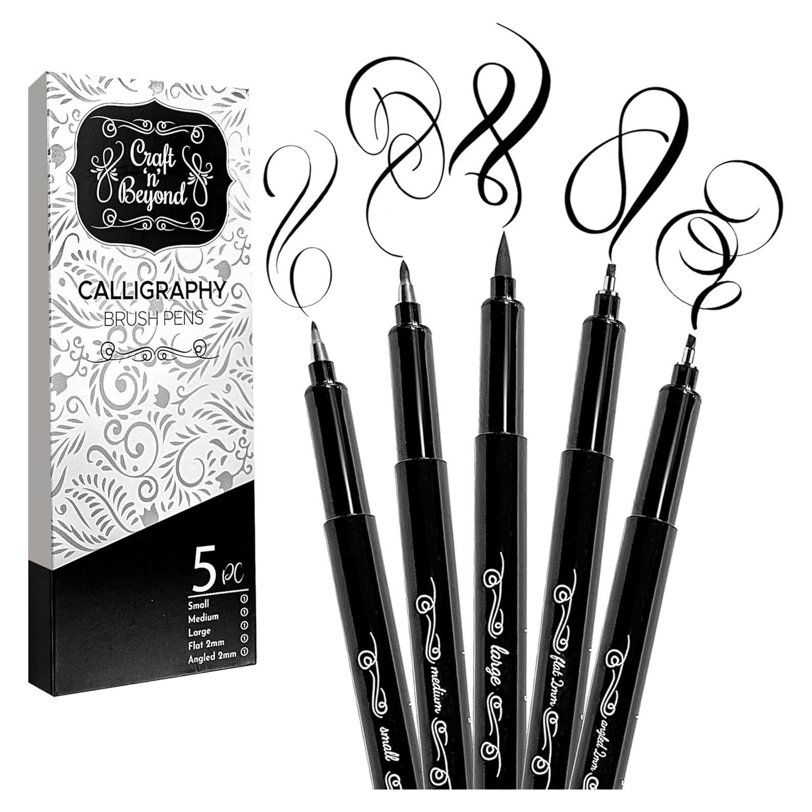 Paquete de 5 Marcadores de Pincel Craft 'n' Beyond - Caligrafía Negra