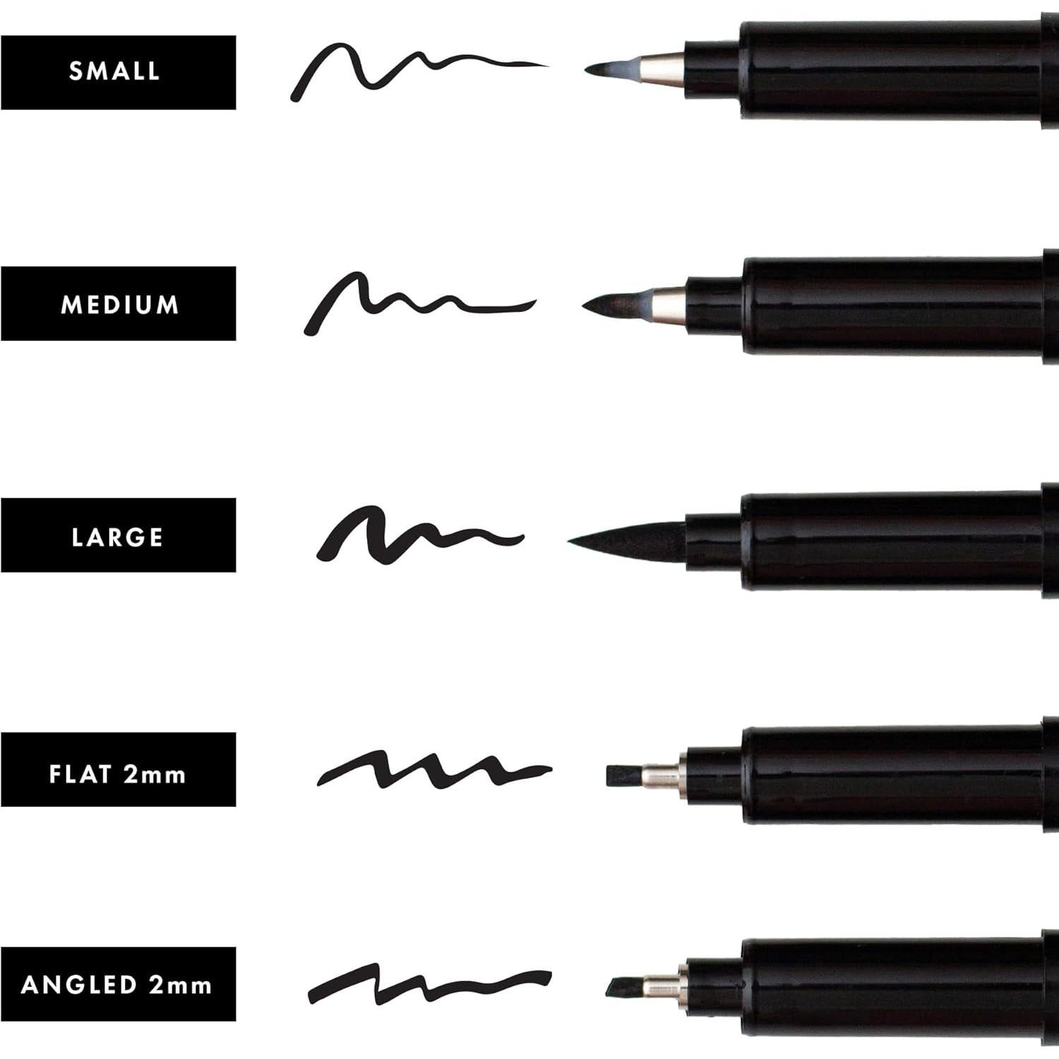 Paquete de 5 Marcadores de Pincel Craft 'n' Beyond - Caligrafía Negra