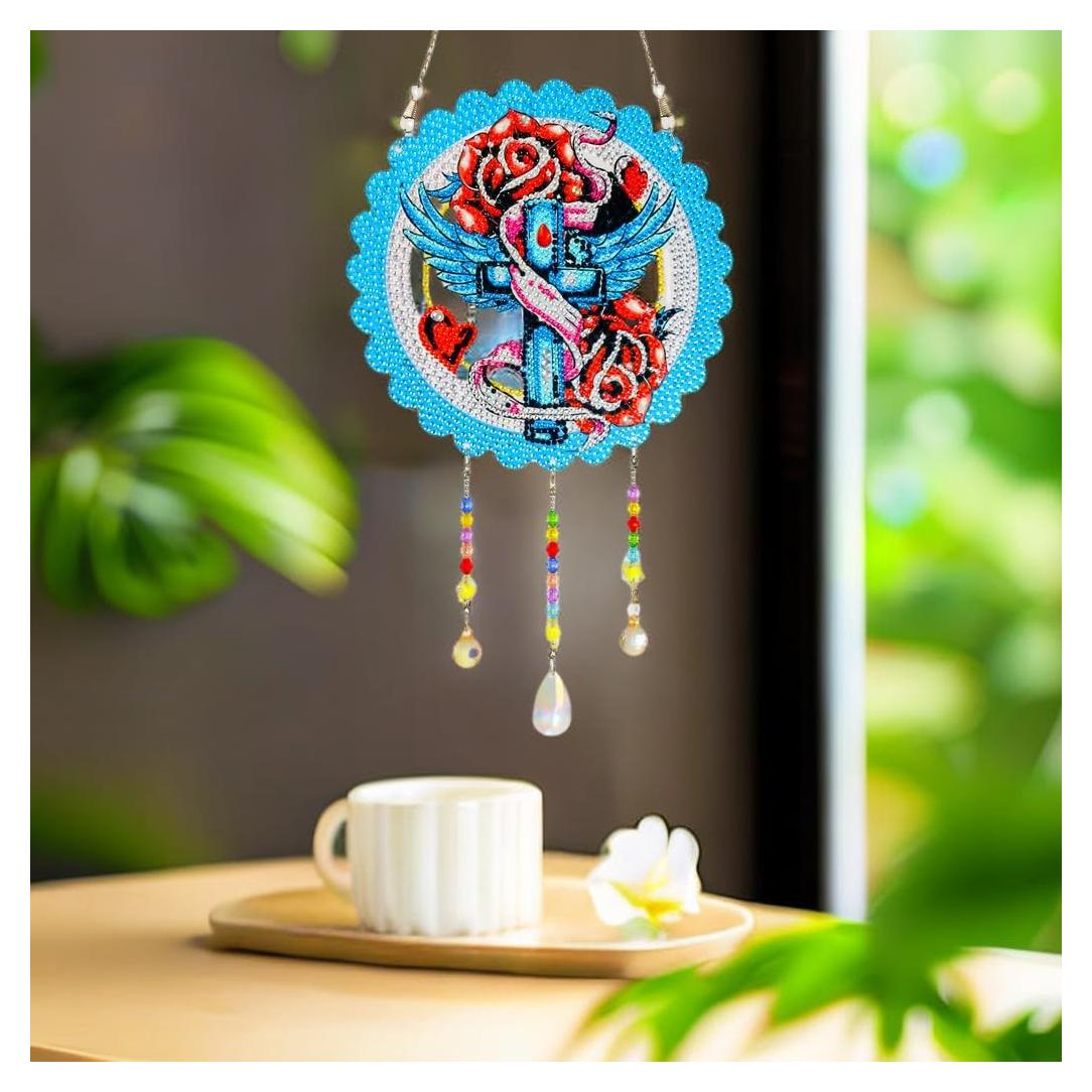 Kit de Pintura de Diamante 5D Jialeying Rosa Cruz 20x23cm