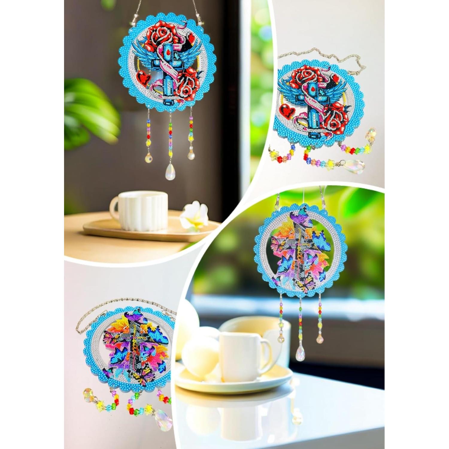 Kit de Pintura de Diamante 5D Jialeying Rosa Cruz 20x23cm