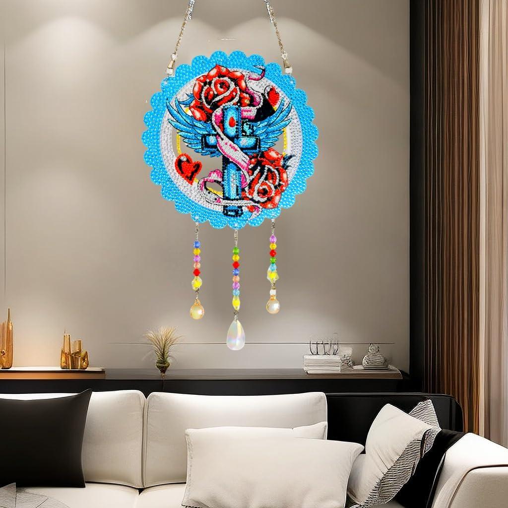 Kit de Pintura de Diamante 5D Jialeying Rosa Cruz 20x23cm