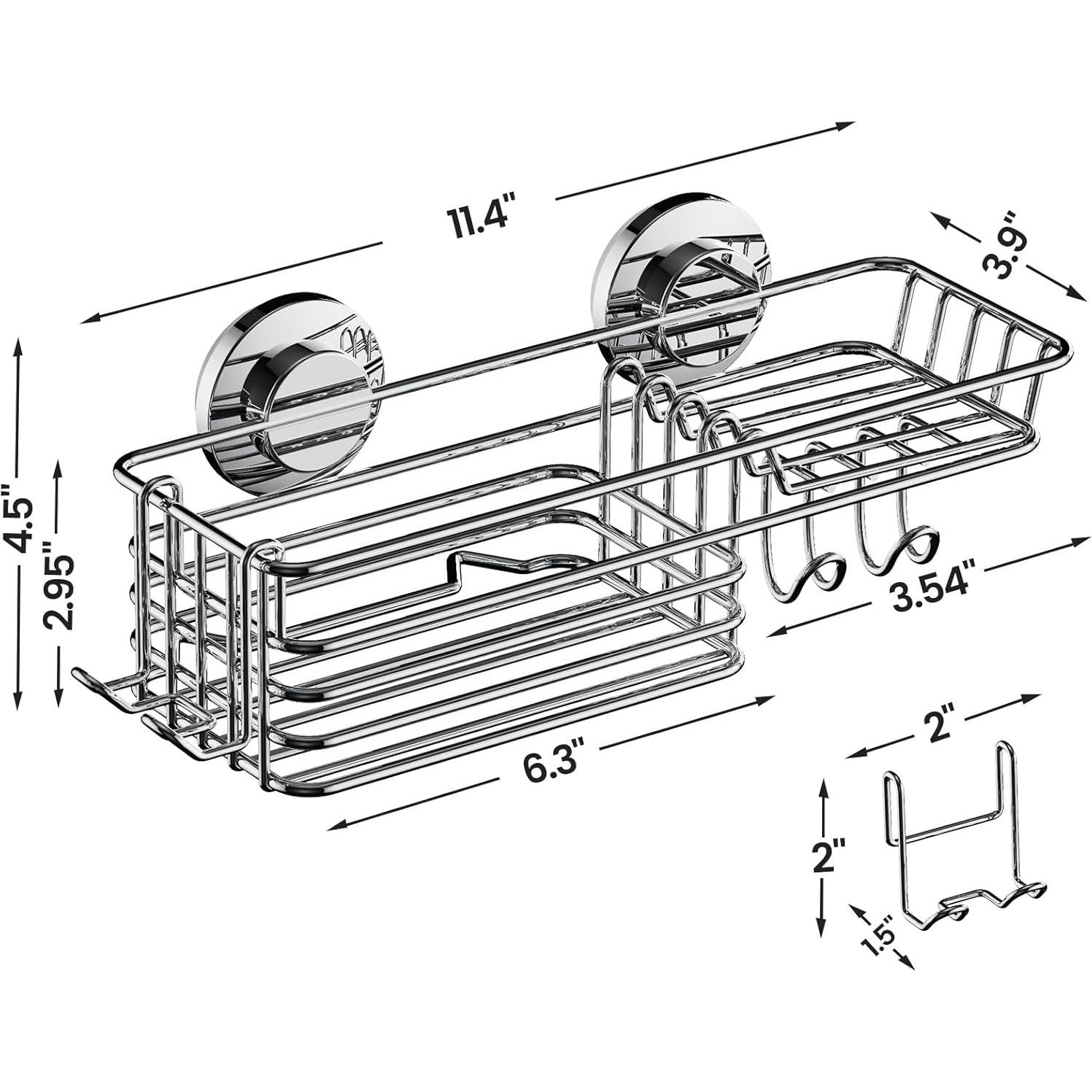 Caddy de Ducha LEVERLOC con Ventosa y Ganchos, Plata