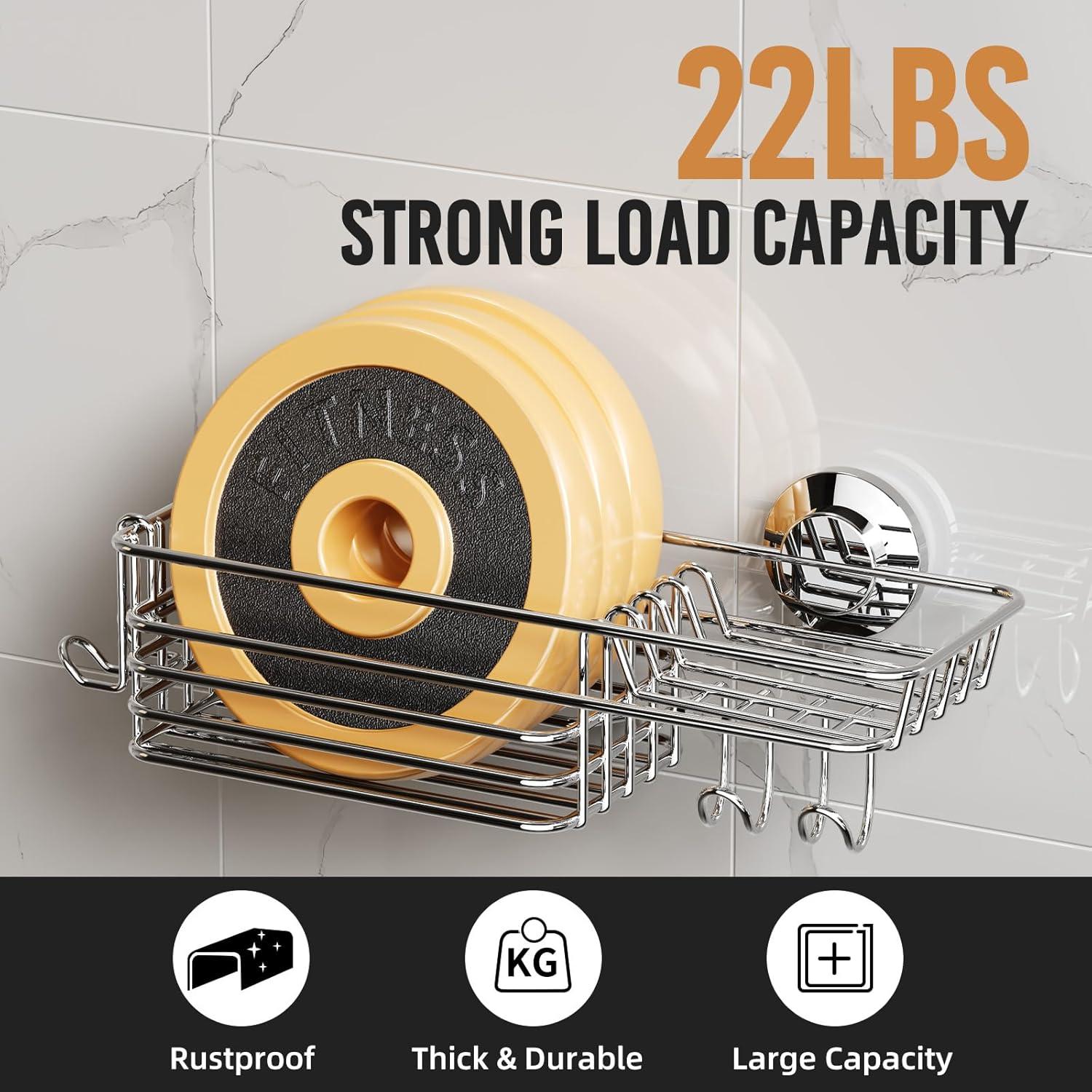 Caddy de Ducha LEVERLOC con Ventosa y Ganchos, Plata