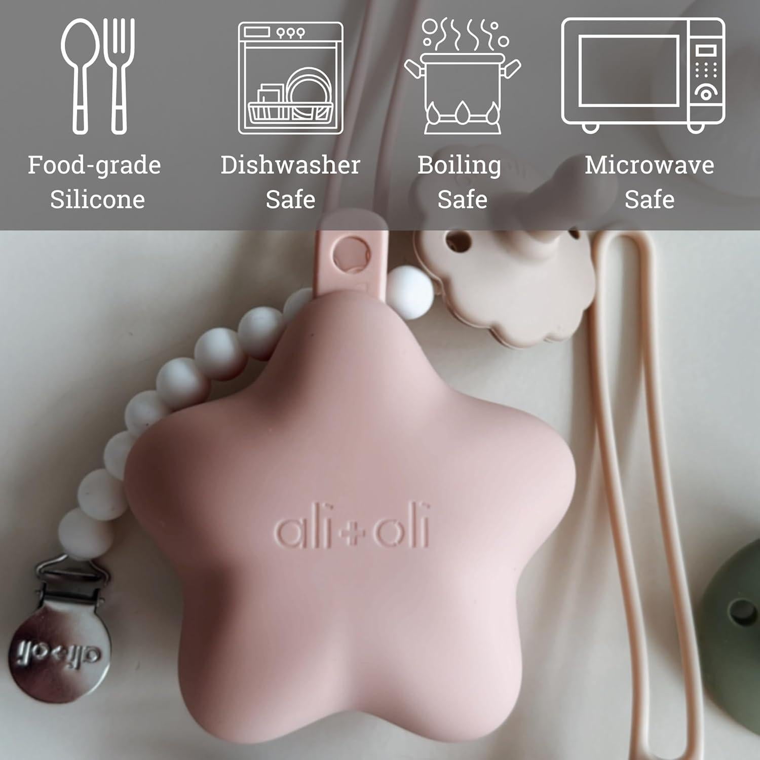 Estuche para Chupetes Ali+Oli Silicona Libre de BPA Rosa-Sand