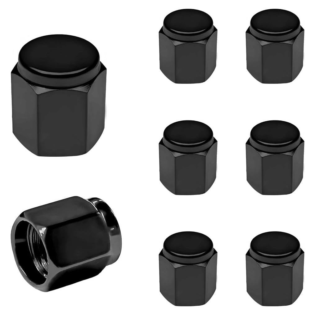 8 Tapones de Válvula de Neumático DXNQ Aluminio Negro