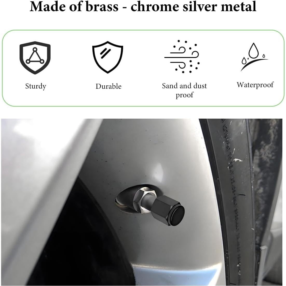 8 Tapones de Válvula de Neumático DXNQ Aluminio Negro