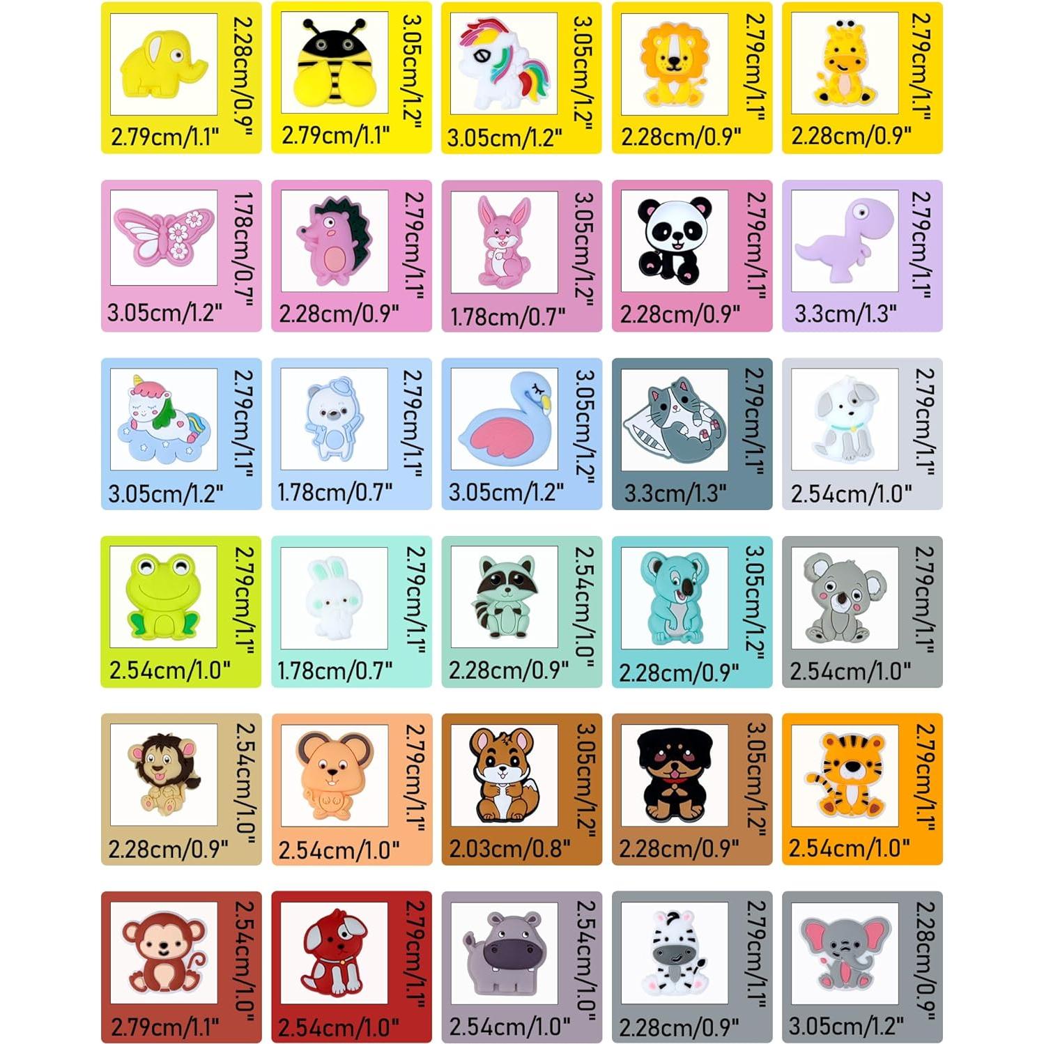 33PCS Cuentas Focales de Silicona FIVEIZERO - Animales DIY