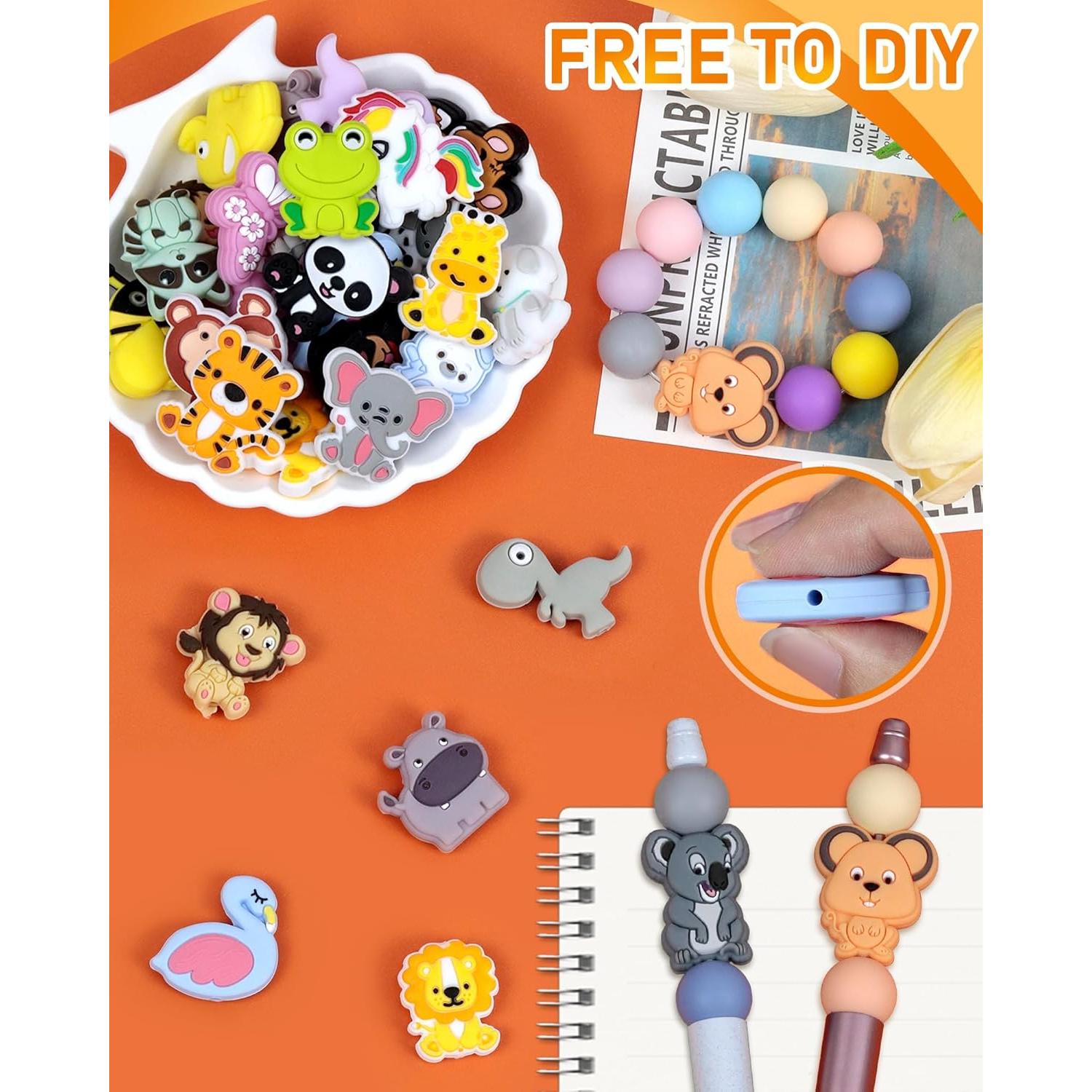 33PCS Cuentas Focales de Silicona FIVEIZERO - Animales DIY