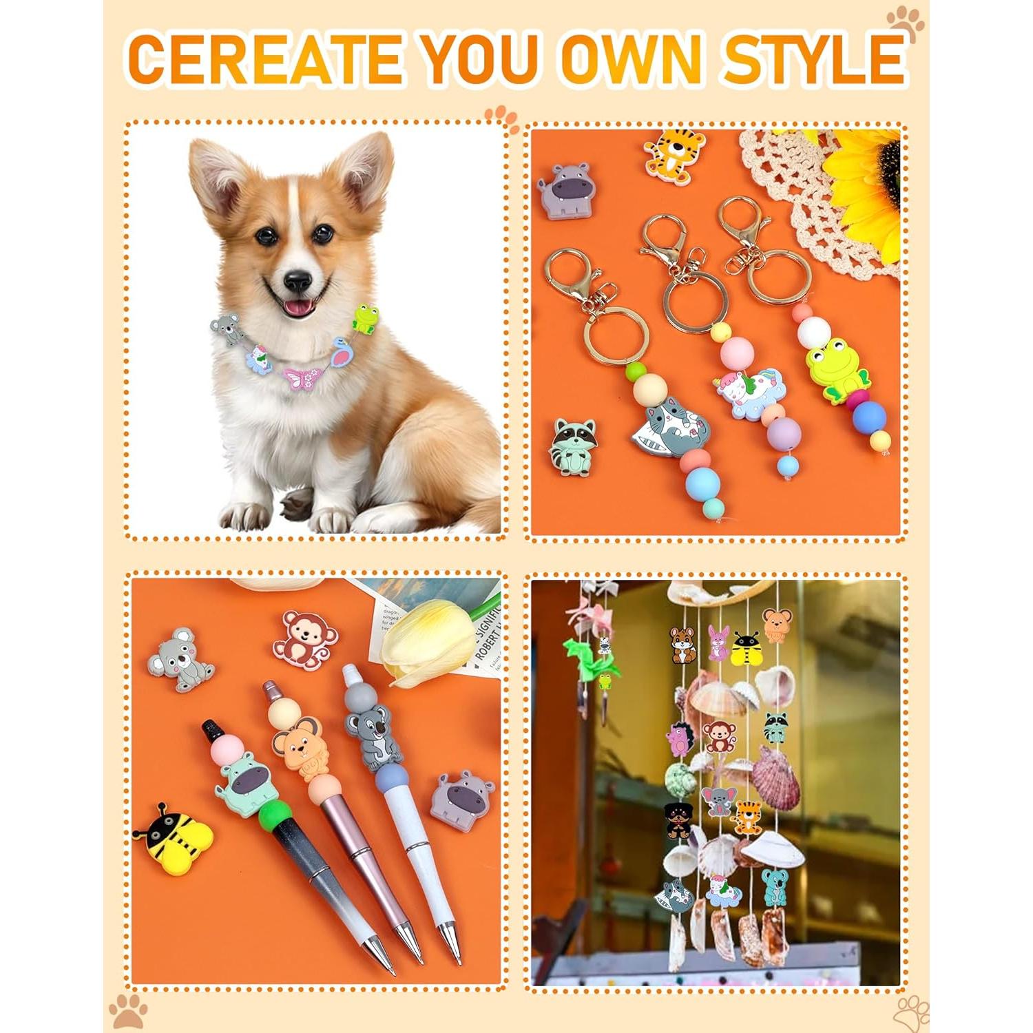 33PCS Cuentas Focales de Silicona FIVEIZERO - Animales DIY