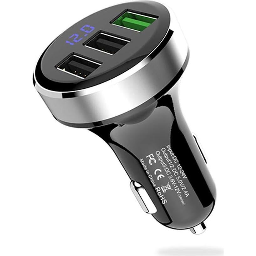 Cargador de Coche LIHAN 3 USB QC3.0 4.8A 12V/24V Plata