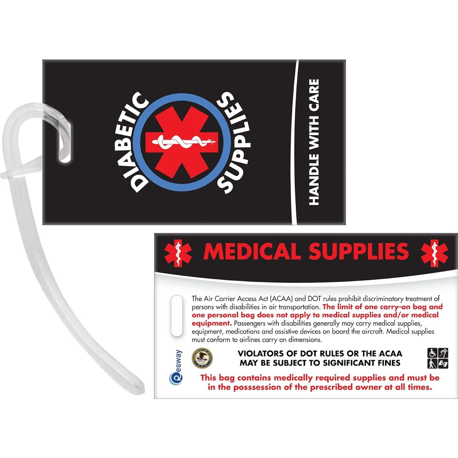 Etiqueta de Equipaje ID Diabético Resway - Negro - Alerta Médica