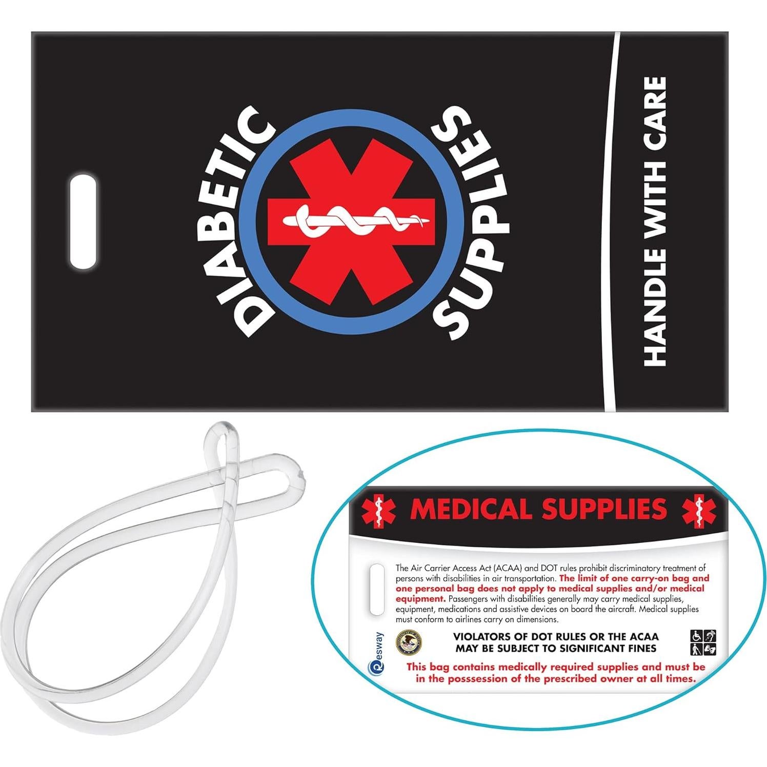 Etiqueta de Equipaje ID Diabético Resway - Negro - Alerta Médica