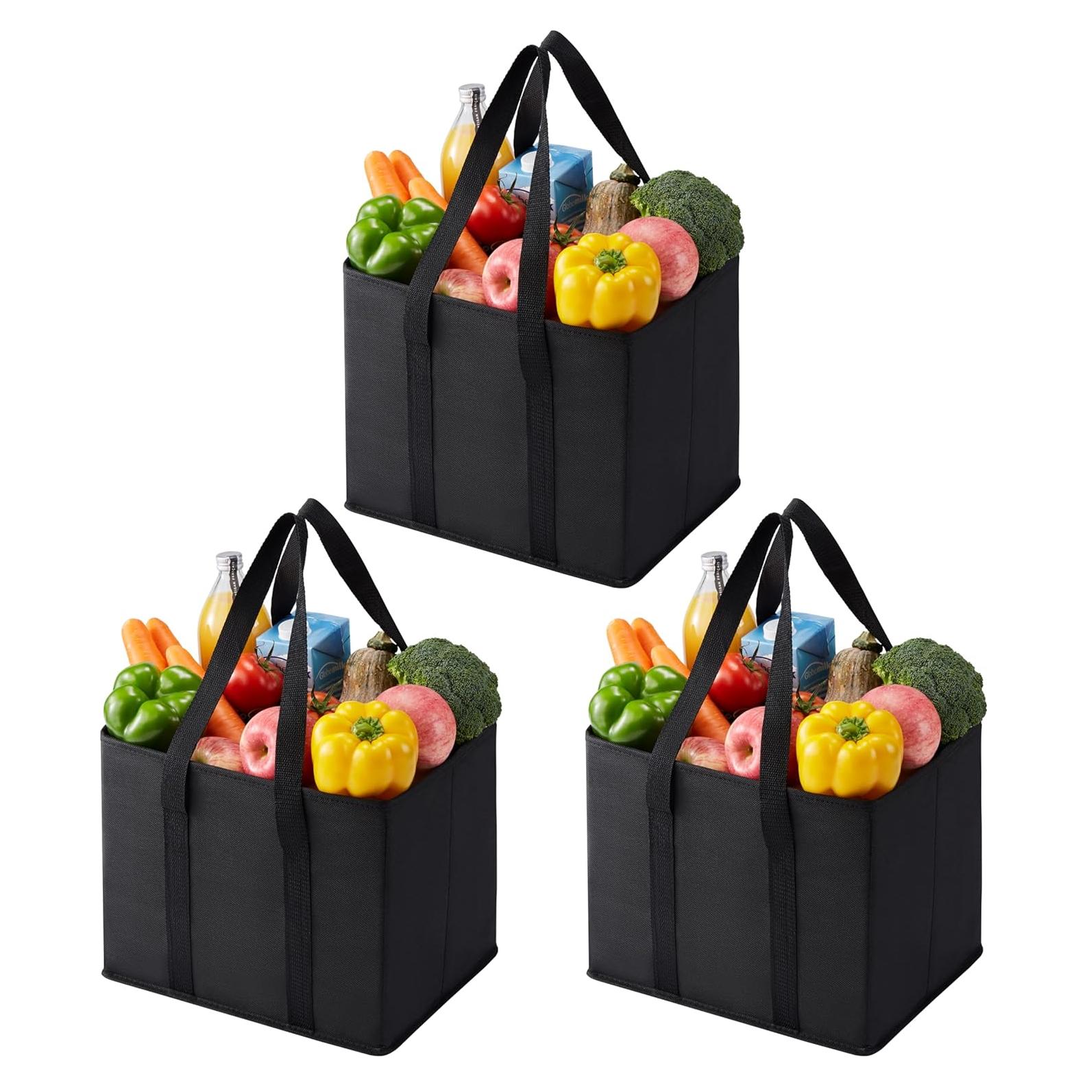 Bolsas de Compras Reutilizables VENO 3 Paquete 23.4L Negro