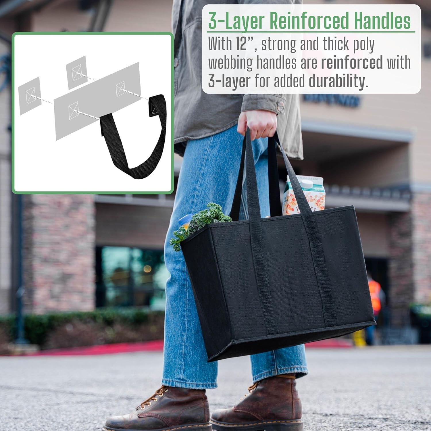 Bolsas de Compras Reutilizables VENO 3 Paquete 23.4L Negro