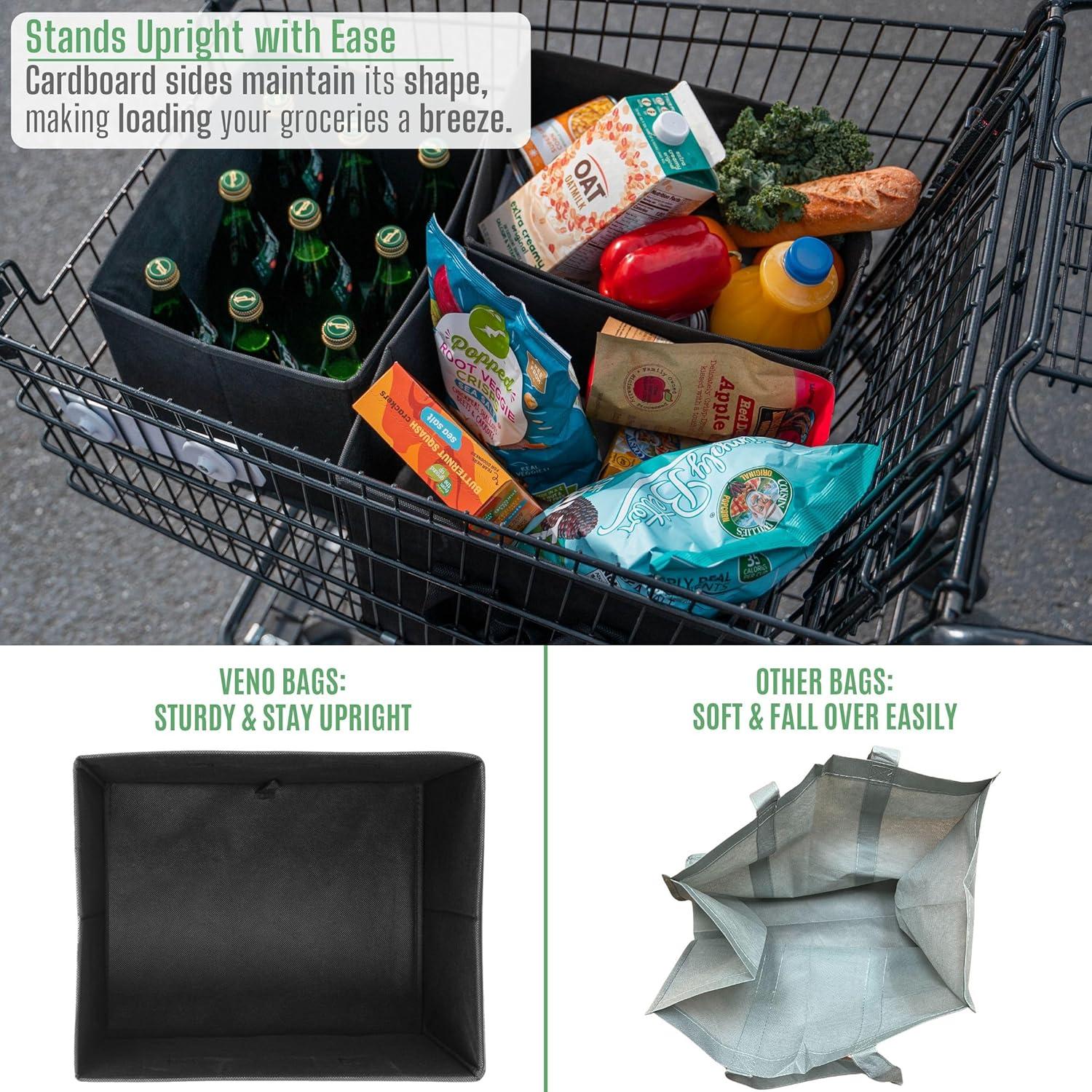 Bolsas de Compras Reutilizables VENO 3 Paquete 23.4L Negro