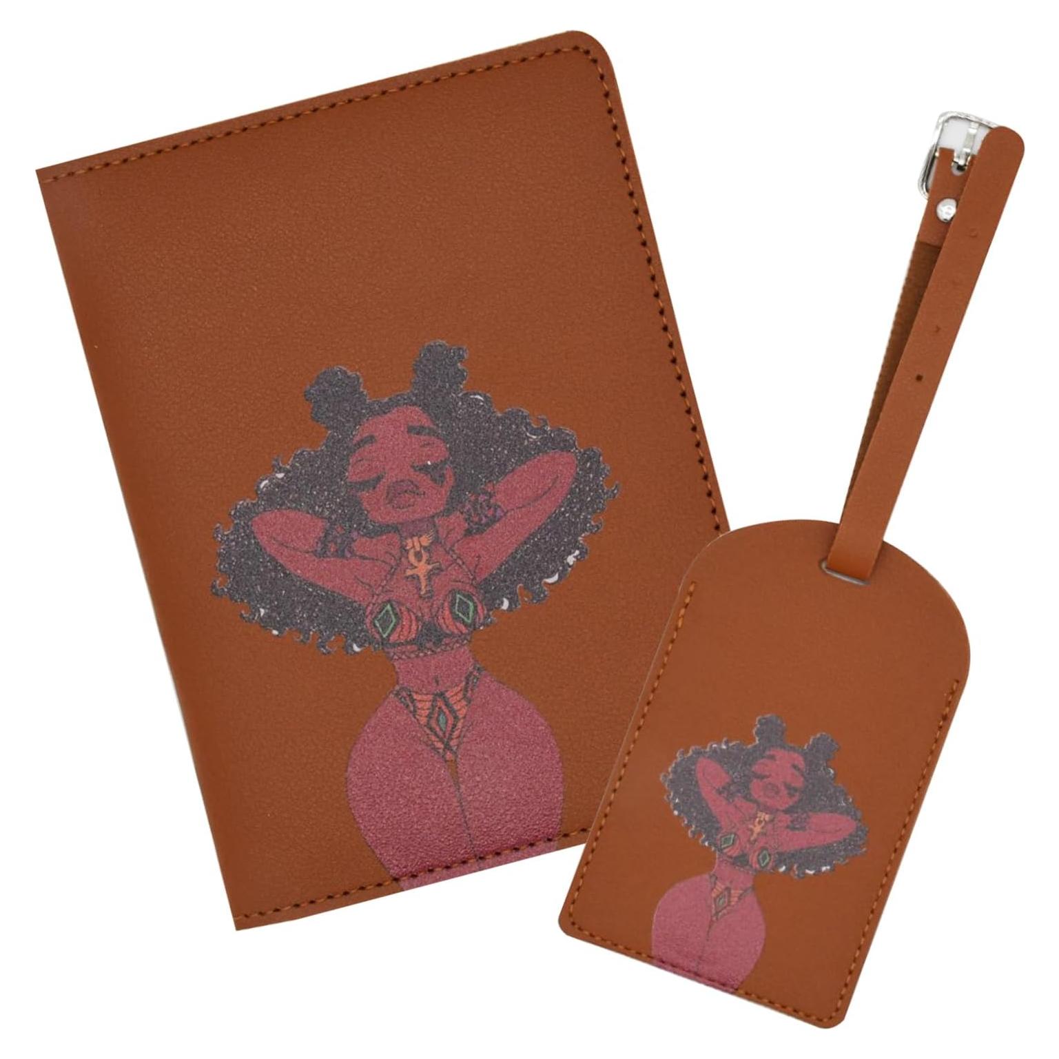 Portafolio de Pasaporte Snogisa para Mujeres Afroamericanas Marrón