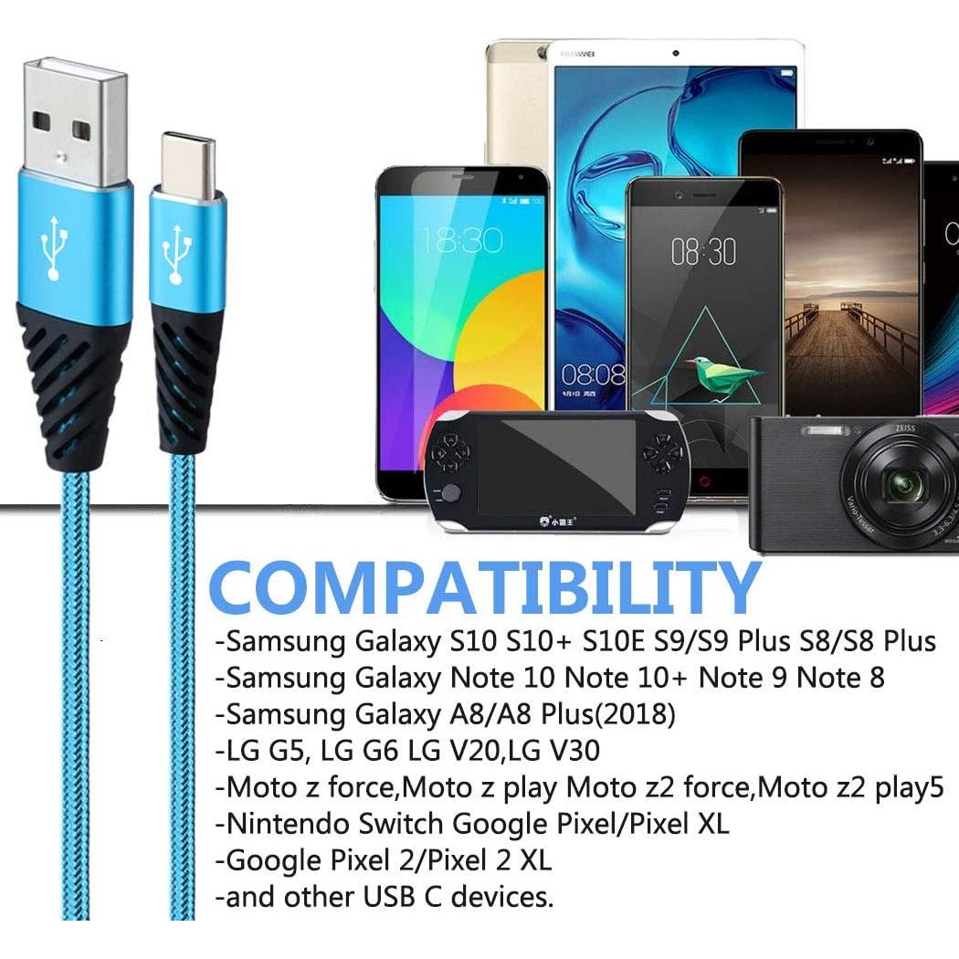 Cable de Carga Rápida USB A a Tipo C Bynccea 10FT 4-Pack