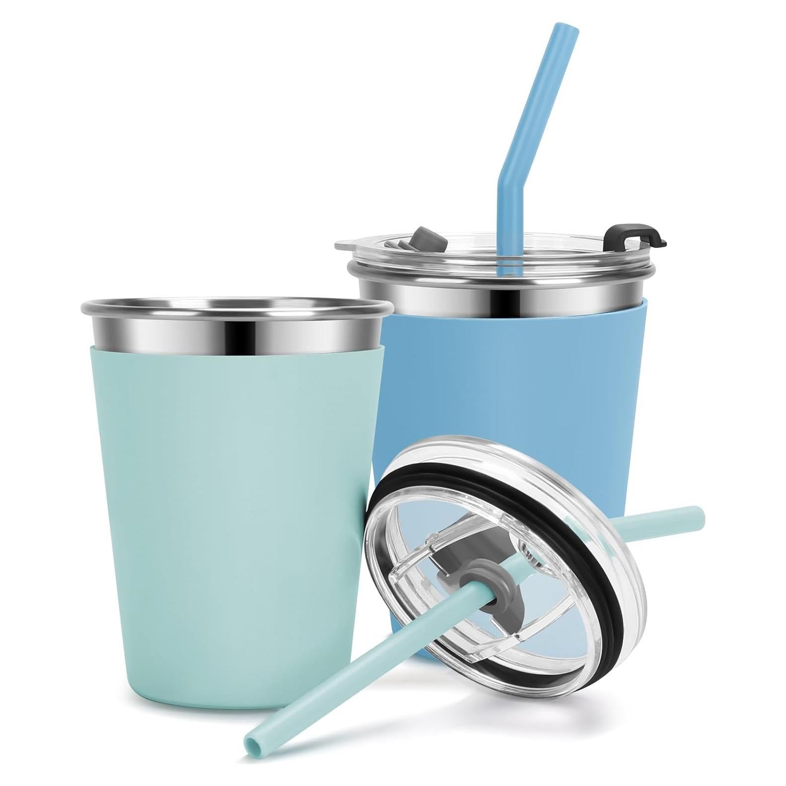 Tazas Sippy Vermida 12oz para Niños con Tapas a Prueba de Fugas