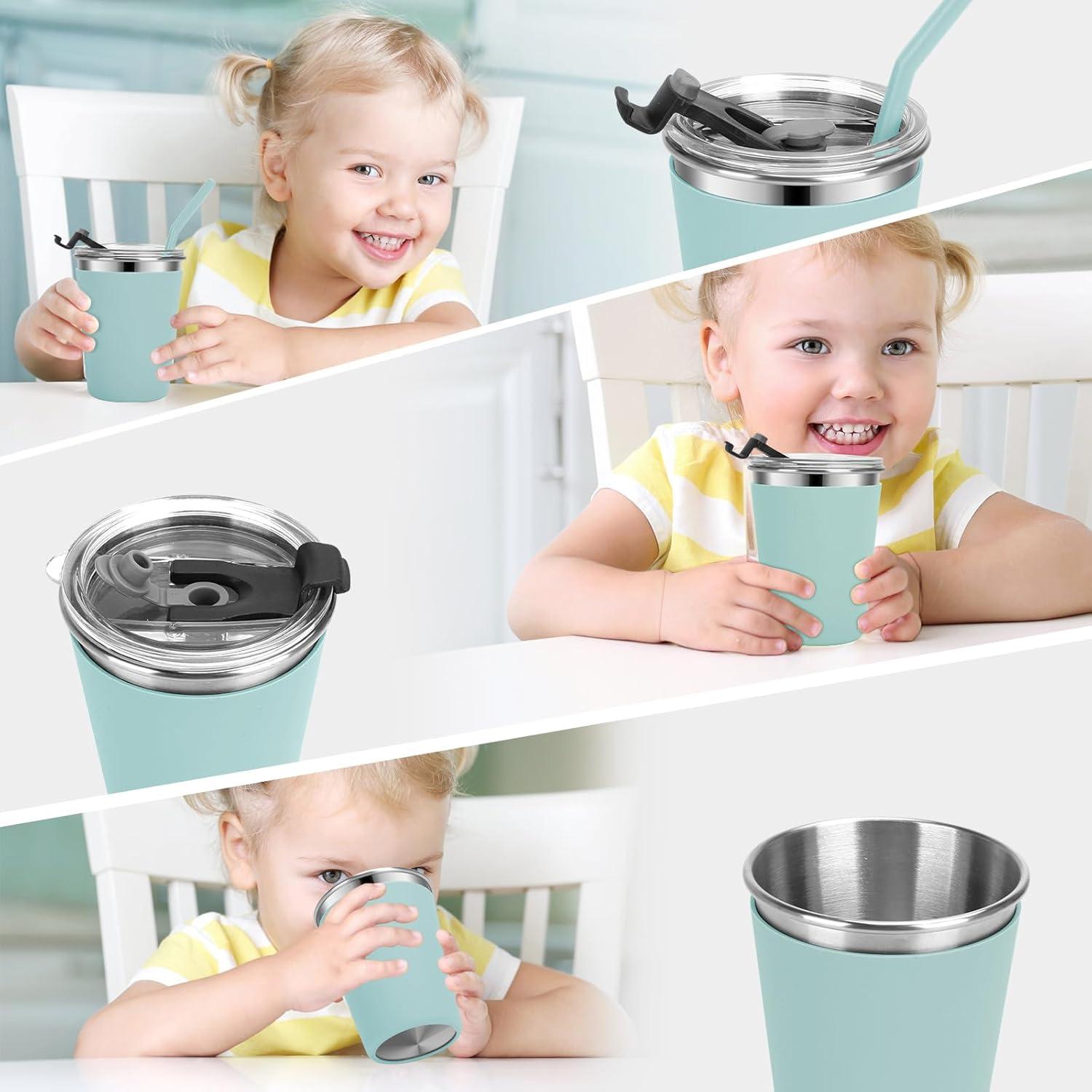 Tazas Sippy Vermida 12oz para Niños con Tapas a Prueba de Fugas