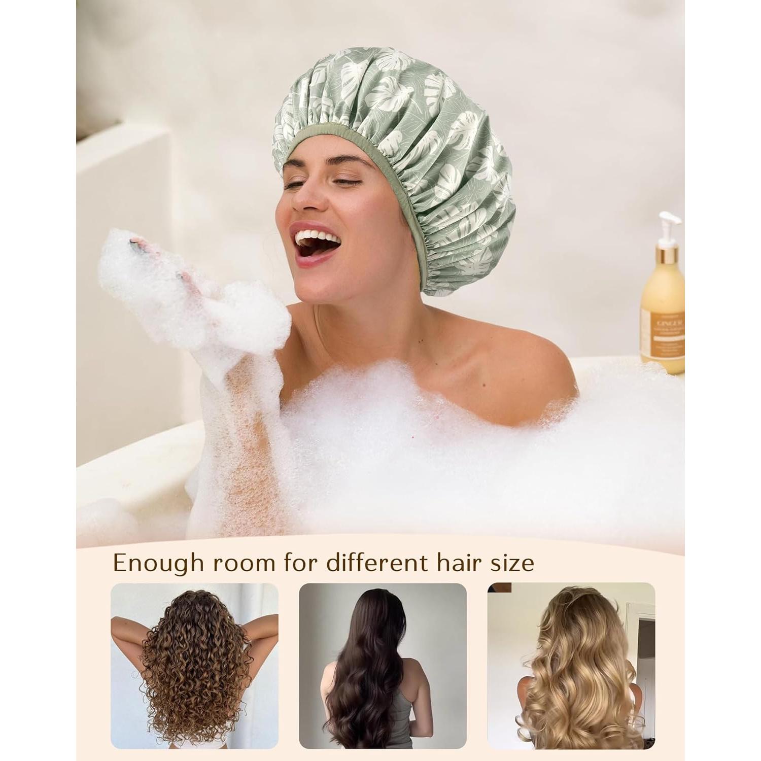 Gorro de Ducha Yanibest Verde Doble Capa Impermeable Reutilizable