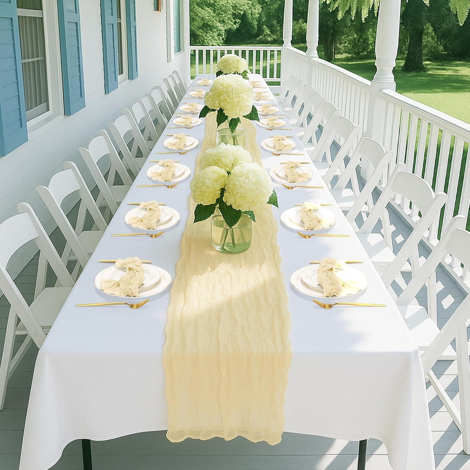 Paquete de 2 Caminos de Mesa de Gasa Beige 305x89 cm - mcgskl