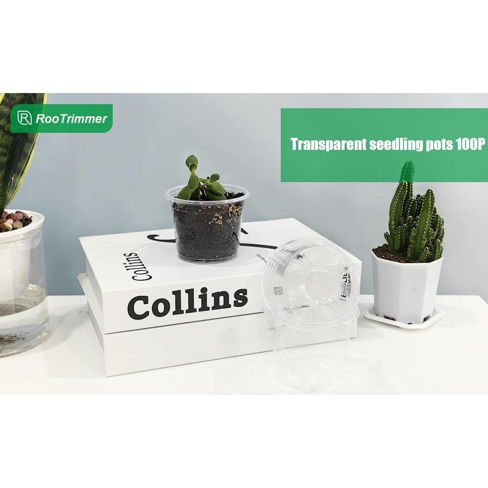 Paquete de 100 macetas transparentes 7 cm RooTrimmer con drenaje