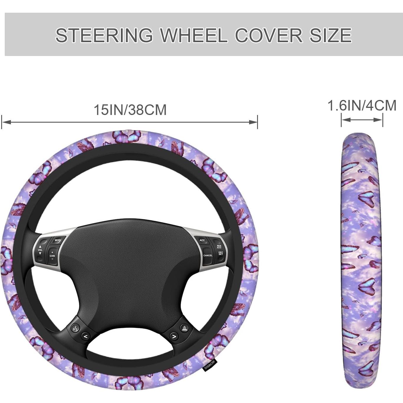 Funda de Volante Neopreno SISROW 15" Mariposa Azul Púrpura